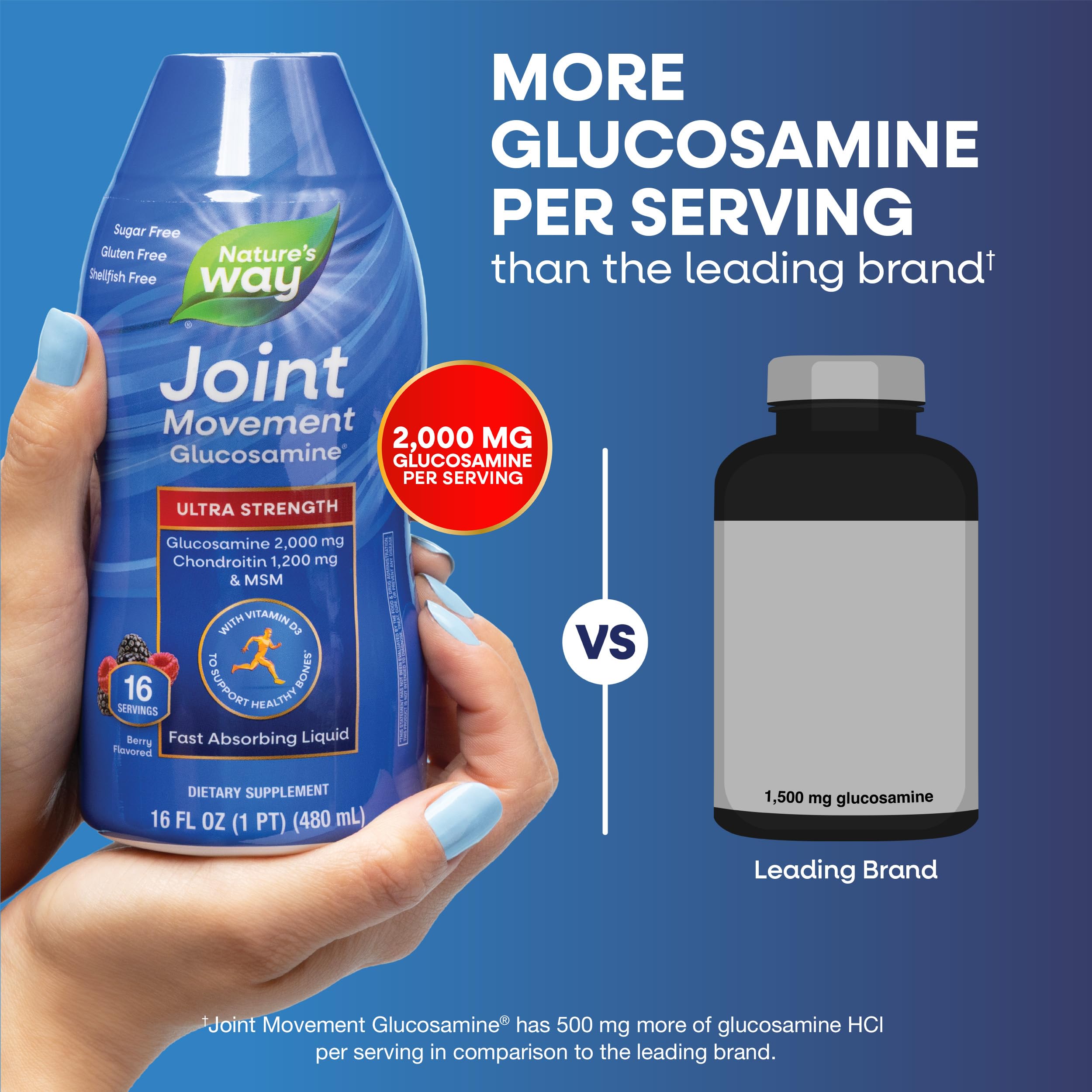 Nature's Way Joint Movement Glucosamine Fast Absorbing Liquid, Ultra Strength, Supports Healthy Bones*, Liquid Glucosamine Chondroitin, MSM with Vitamin D3, Berry Flavored, 16 Fl Oz Nature's Way uk supplements