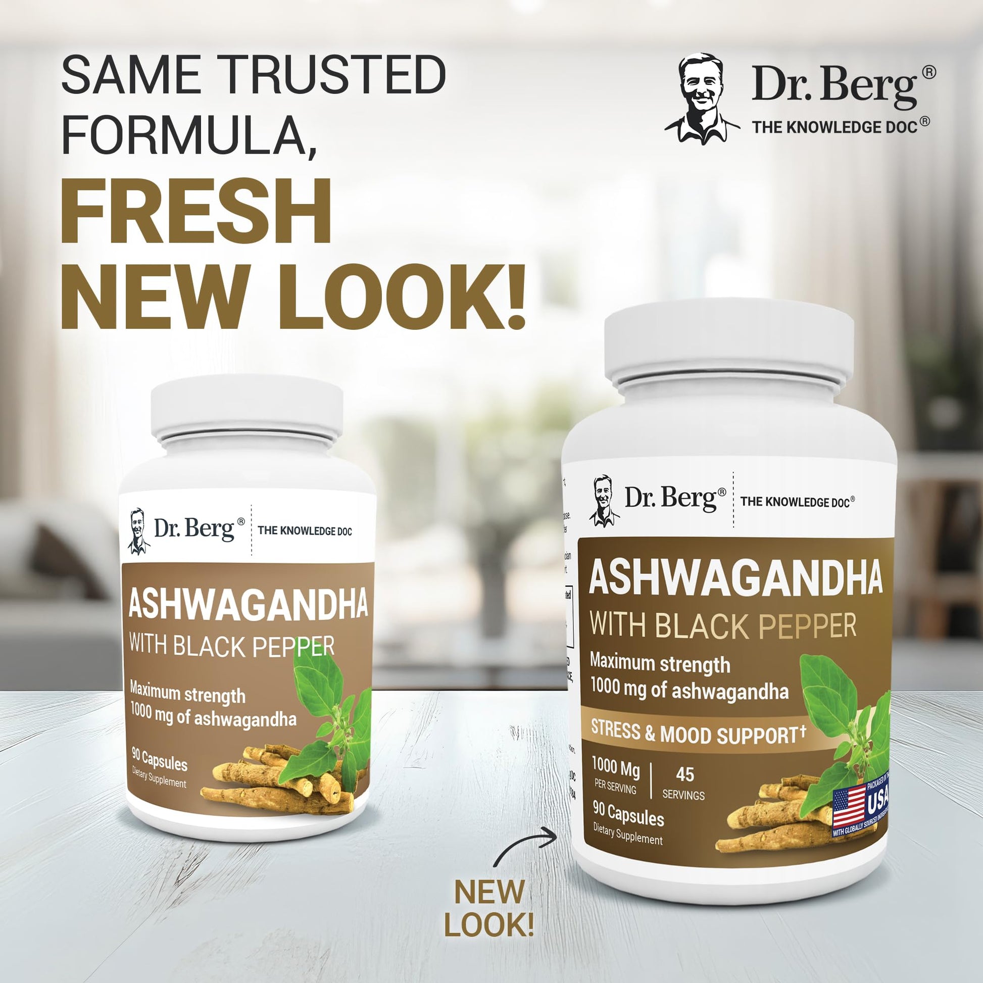 Dr. Berg Ashwagandha Capsules 1000mg - Includes Ashwagandha Root with Black Pepper from Bioperine - Ashwagandha Supplements 90 Capsules Dr. Berg Nutritionals uk supplements