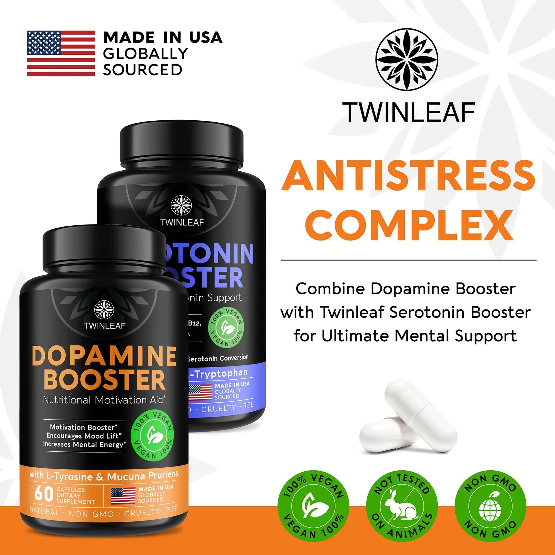 TWINLEAF Dopamine Brain Support Supplement, 1000 mg Blend - Made in USA - with DMAE, Vitamin B12 and L-Tyrosine TWINLEAF uk supplements