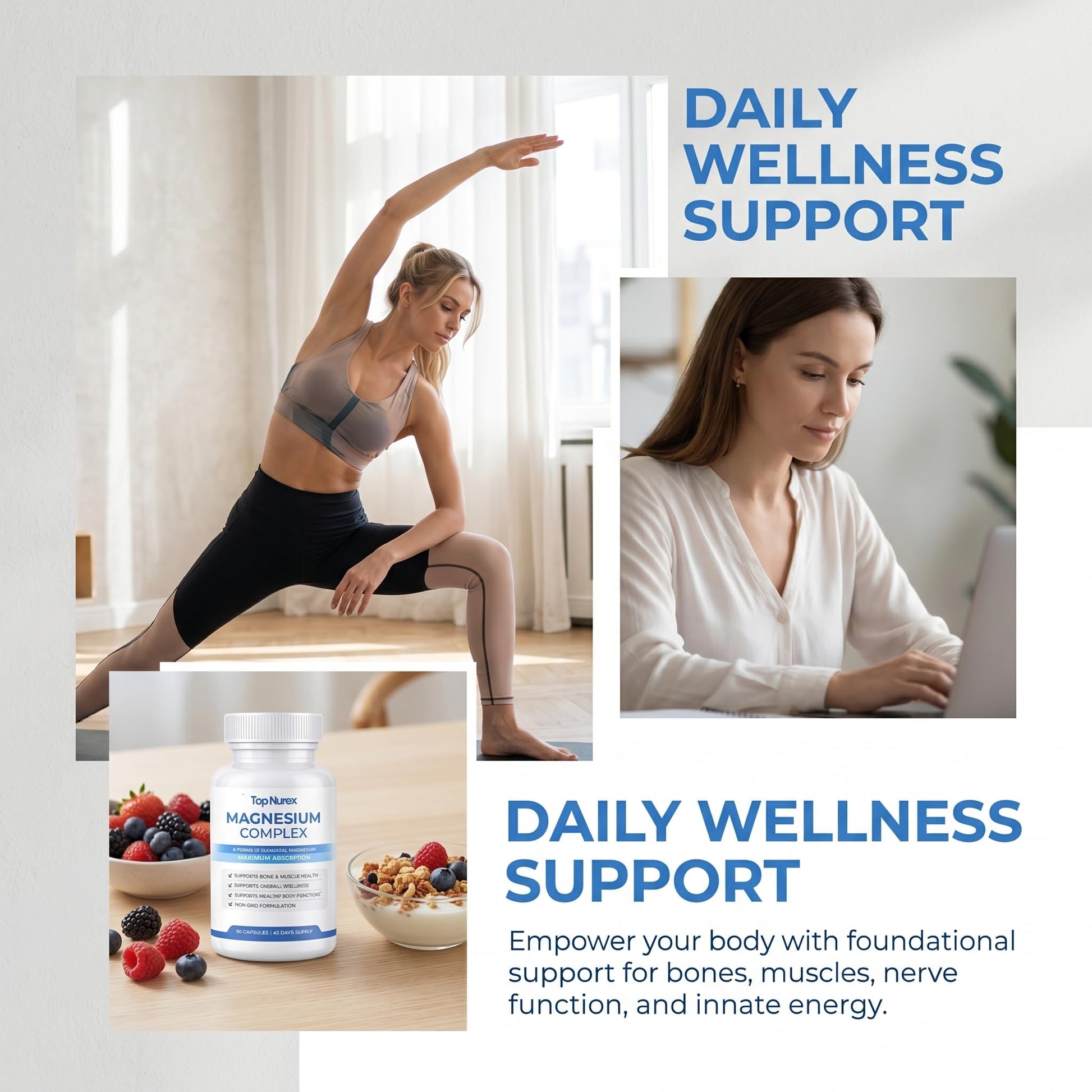 Top Nurex Magnesium Complex for Women & Men,1000mg High Absorption Blend, 8 Magnesium Forms Including Glycinate, Citrate & Malate, Daily Nutrient Support, Vegan Non-GMO, 90 Capsules (1 Pack) wuliao uk supplements