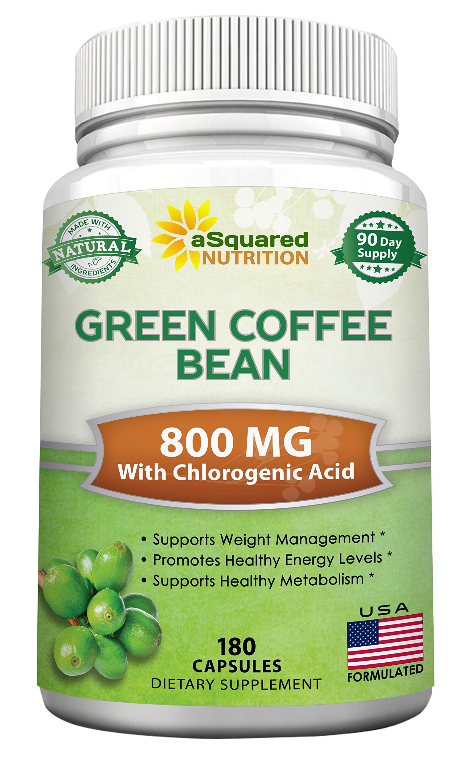 aSquared Nutrition Natural Green Coffee Bean Formula-180 Capsules-Max Strength GCA aSquared Nutrition uk supplements