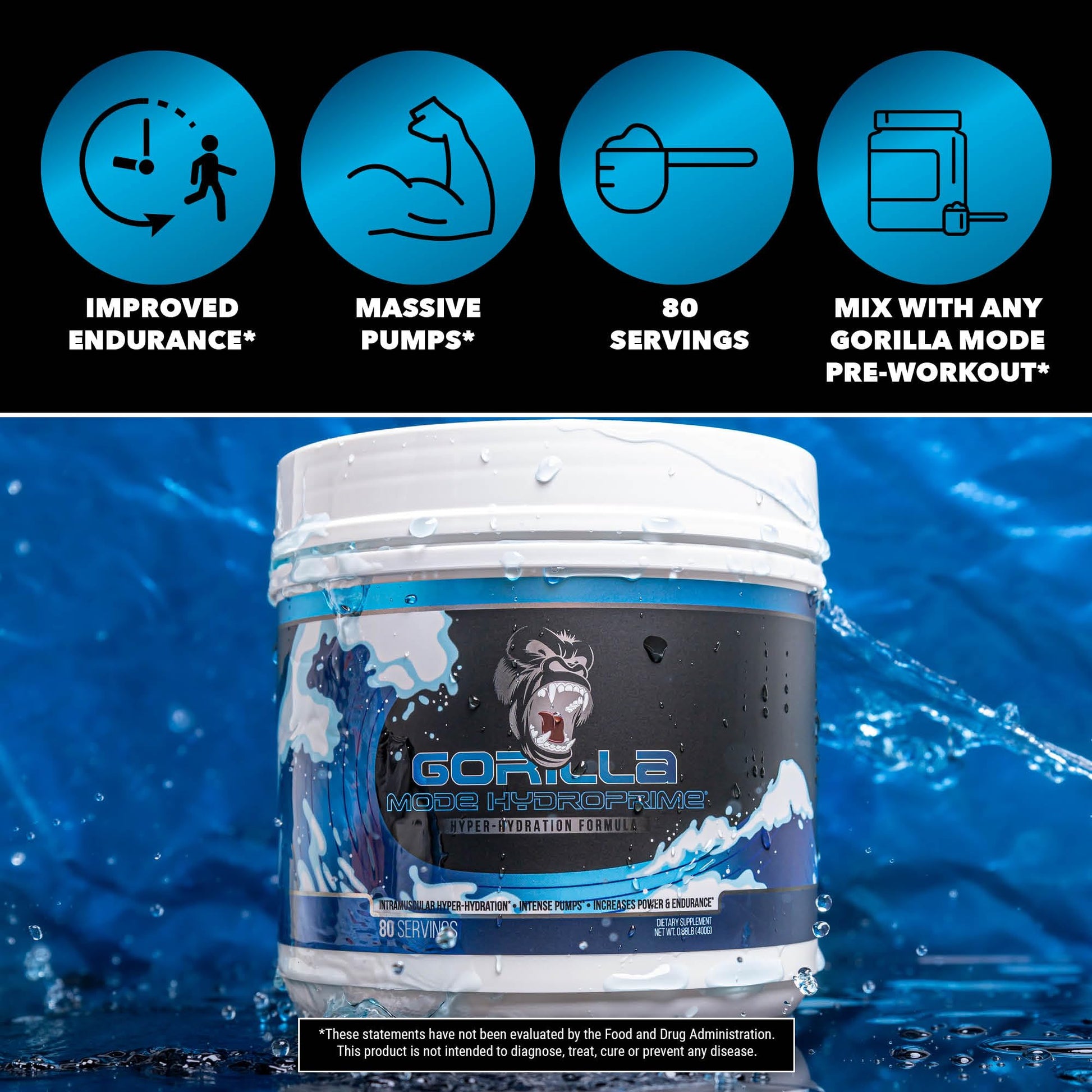 Gorilla Mind Hydroprime Glycerol Pre-Workout - Hydrating Pre-Workout Formula for Intense Gorilla Mind uk supplements