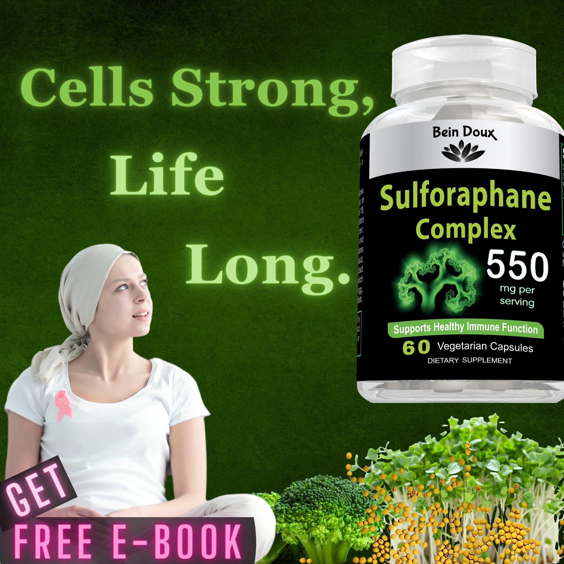 550mg Sulforaphane Supplement with Glucoraphanin and Myrosinase | Broccoli Supplemen BEIN DOUX uk supplements