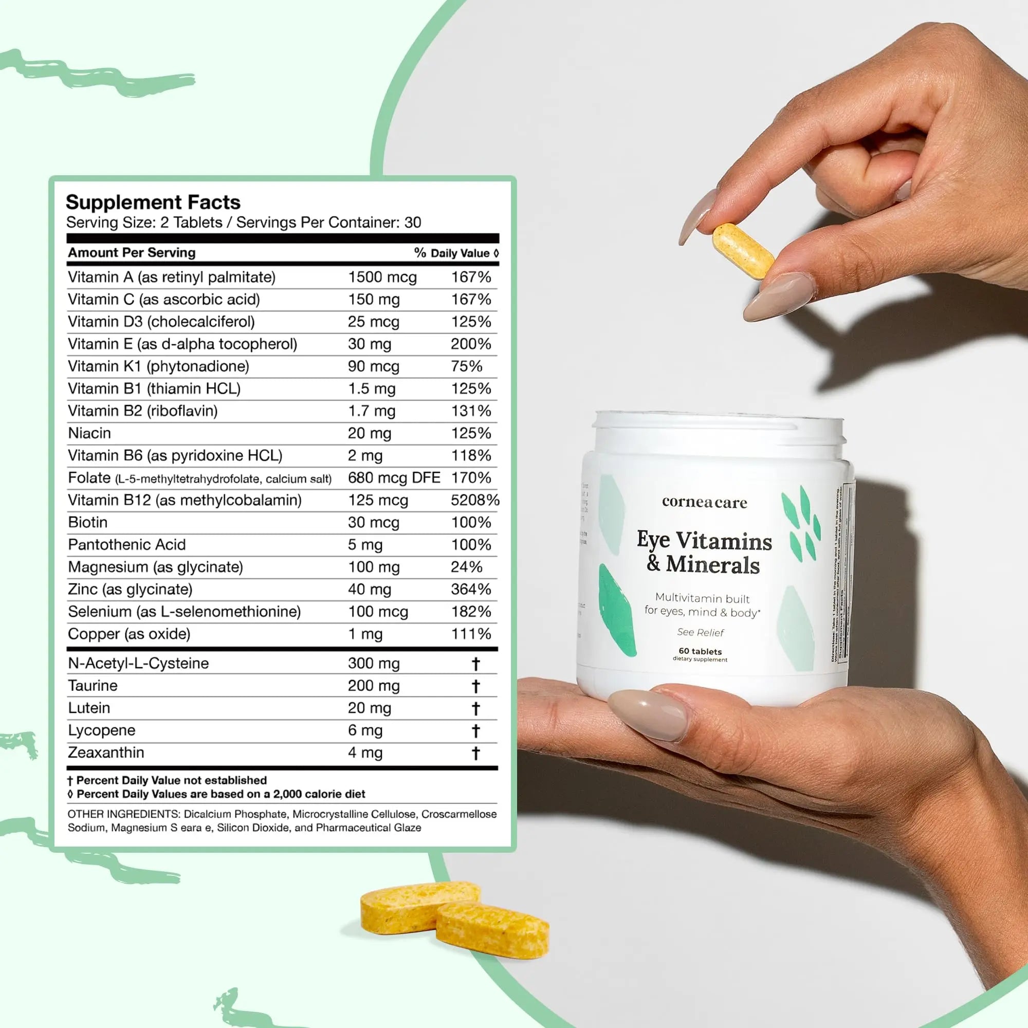 CorneaCare Vitamins and Minerals | Multivitamin for Vision & Health | Dry Eye Supplements | 60 Tablets CorneaCare uk supplements