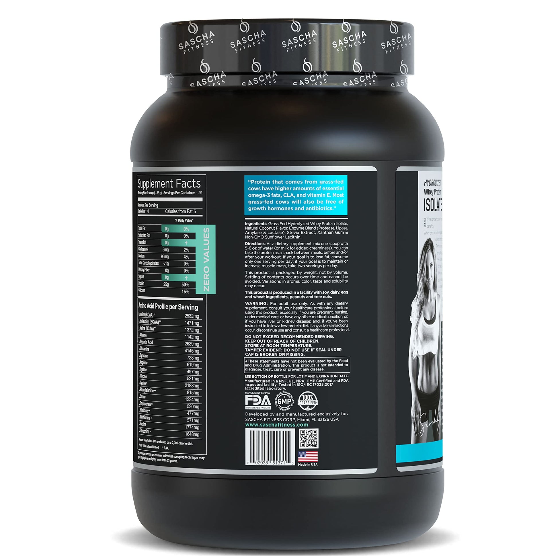 SASCHA FITNESS Hydrolyzed Whey Protein Isolate,100% Grass-Fed (2 Pounds, Coconut) SASCHA FITNESS uk supplements