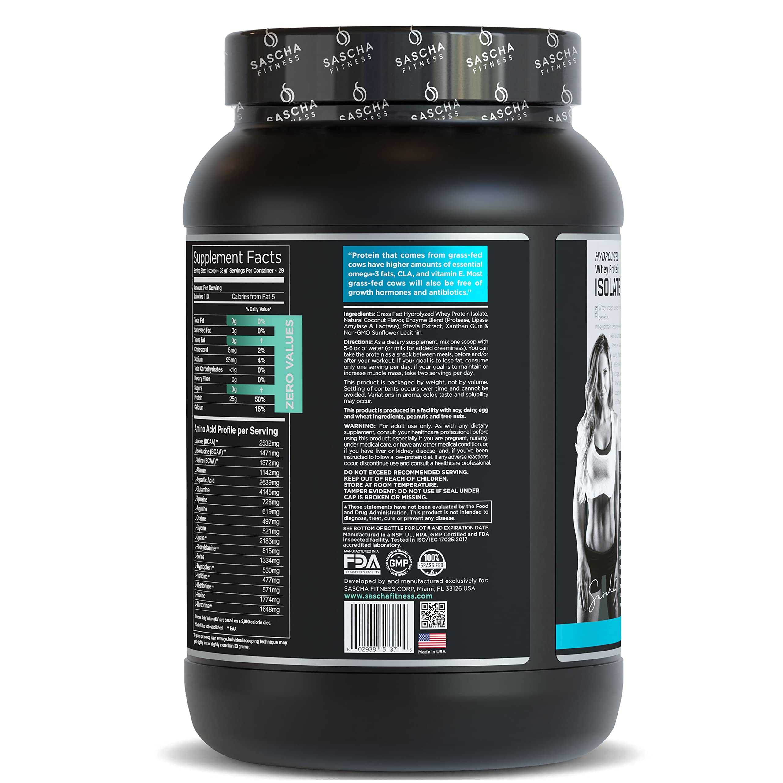 SASCHA FITNESS Hydrolyzed Whey Protein Isolate,100% Grass-Fed (2 Pounds, Coconut) SASCHA FITNESS uk supplements