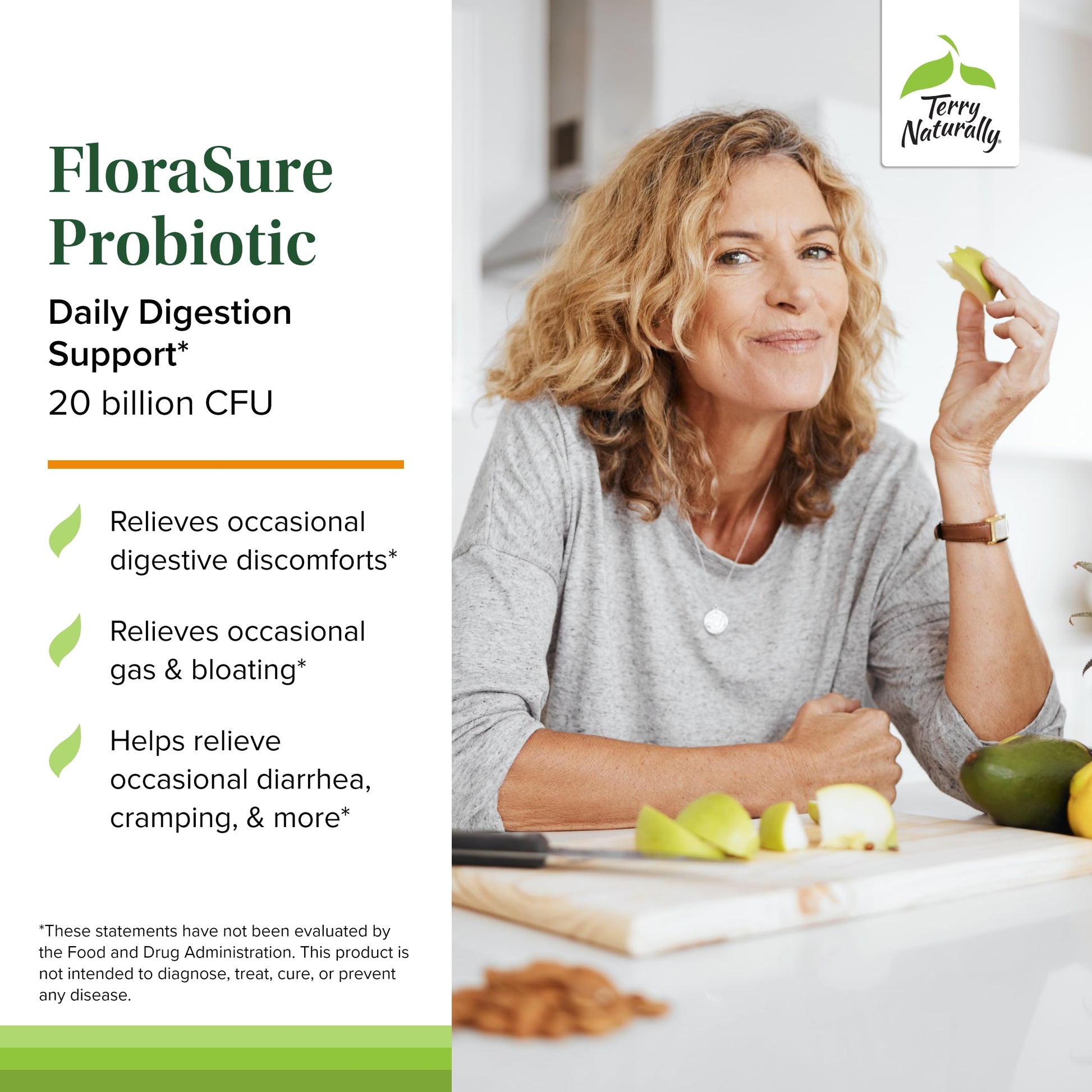 Terry Naturally FloraSure Probiotic - Digestion Supplement to Aid Against Occasional Bloating & Support Gas Relief - Gut Health Support Supplement with Bifidobacterium Bifidum - 30 Capsules Terry Naturally uk supplements