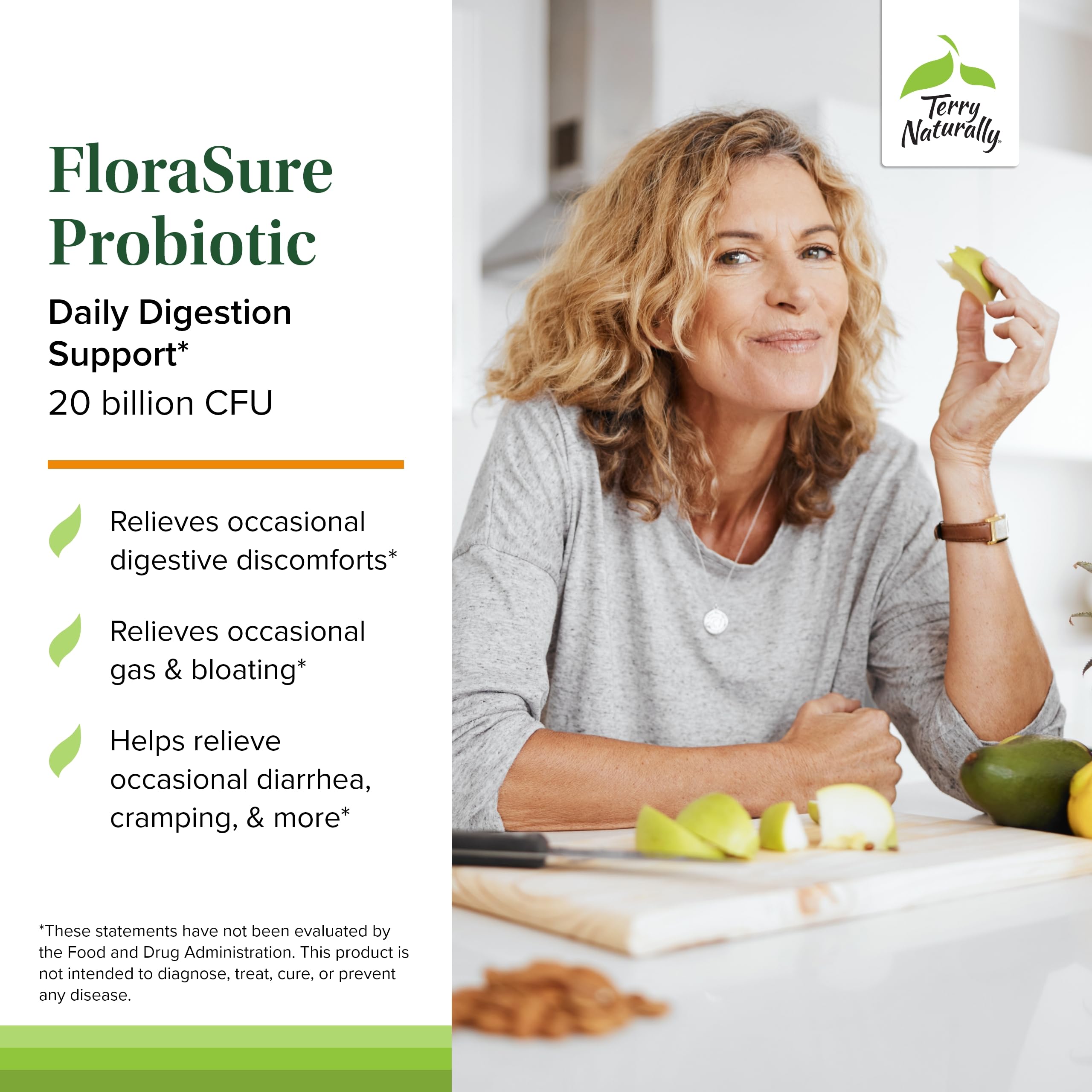 Terry Naturally FloraSure Probiotic - Digestion Supplement to Aid Against Occasional Bloating & Support Gas Relief - Gut Health Support Supplement with Bifidobacterium Bifidum - 30 Capsules Terry Naturally uk supplements