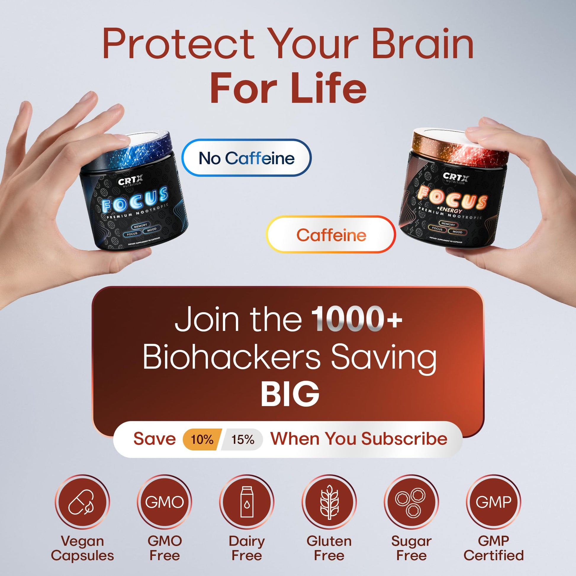 Nootropic Strongest Focus Supplement - Clinically Backed Ingredients Made in USA - Scientifically Backed Doses - Supplement for Brain Fog - AlphaGPC, Lions Mane, Rhodiola and More 10:1 90 Capsules CRTX Nutrition uk supplements