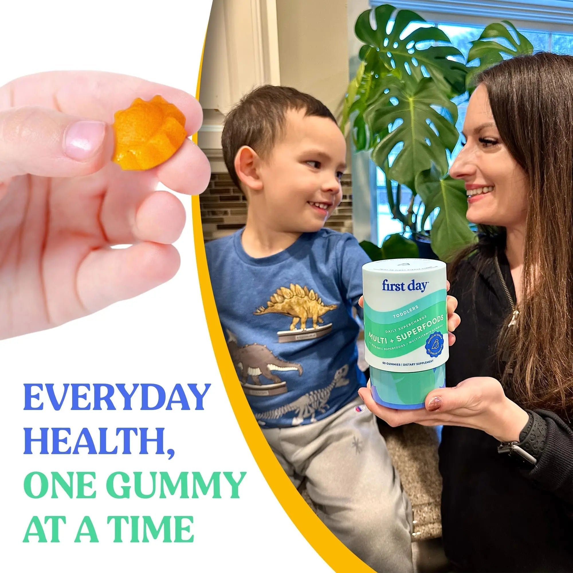 FIRST DAY Toddler Multivitamin Gummies (Ages 2-3)| Kids Multivitamin Gummies with Vitamins A C D3, B2, B12, Choline, Folate and 21 Organic Superfoods| (30 Day Supply) FIRST DAY uk supplements