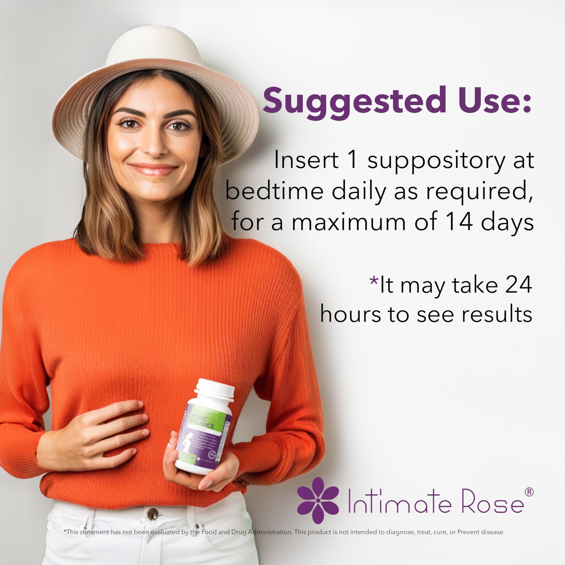 Boric Acid Suppositories - Helps Fight Against BV, Yeast Infections - Manages Odor - Promote pH Balance Intimate Rose uk supplements