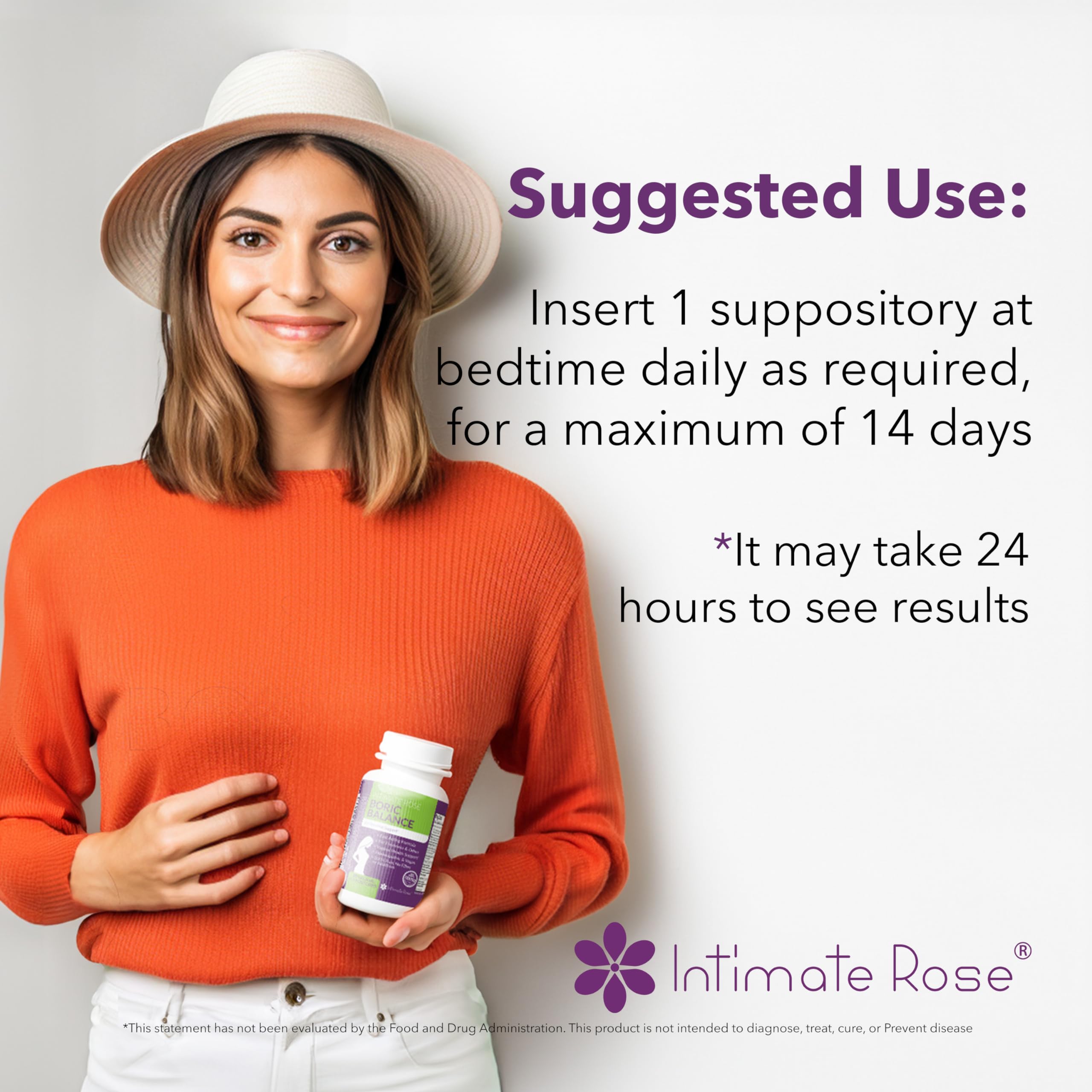 Boric Acid Suppositories - Helps Fight Against BV, Yeast Infections - Manages Odor - Promote pH Balance Intimate Rose uk supplements