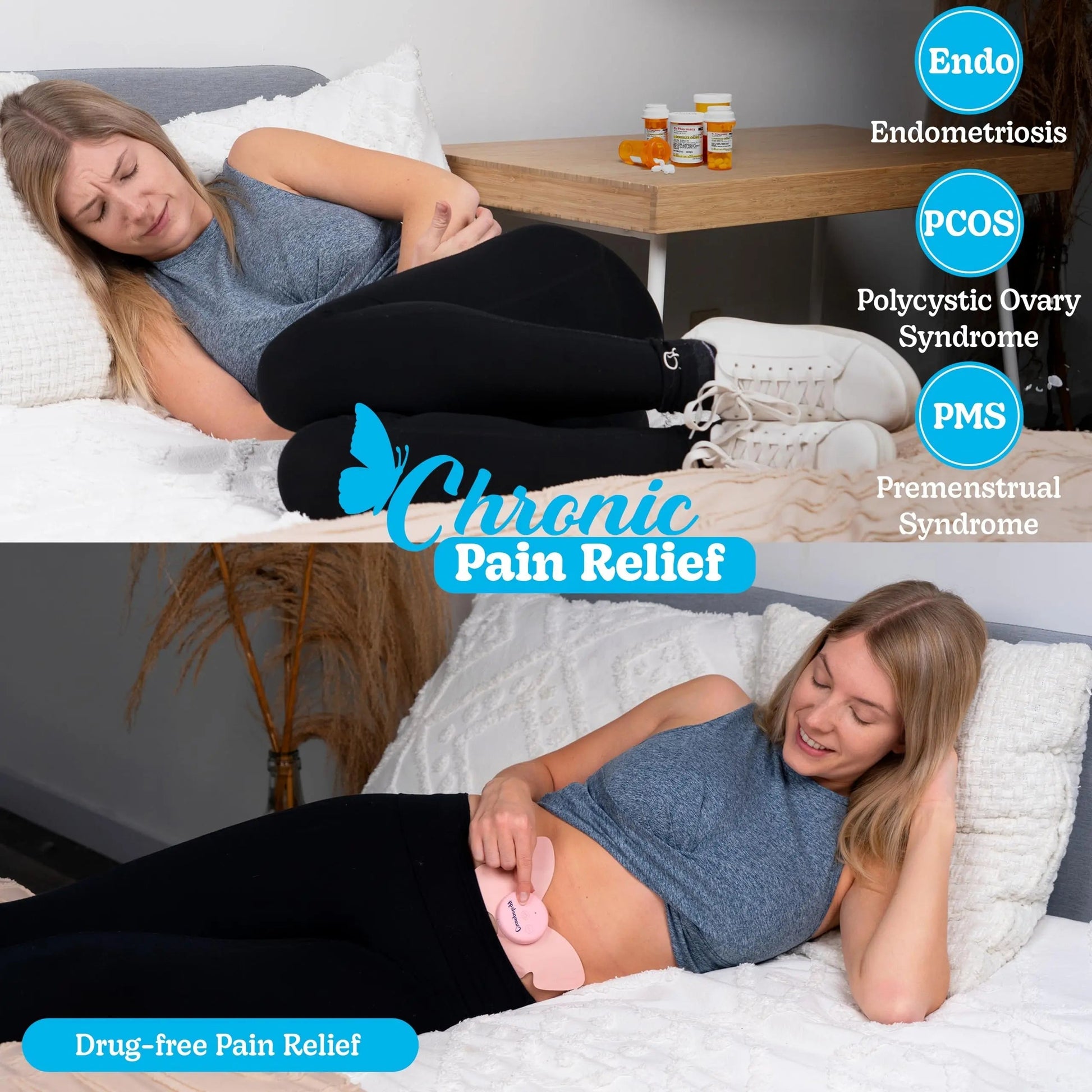 Crampology Relief Pink-Period Cramps Pain Relieving Device, Cramp Massager for Menstrual and Lower Back Ache, Reduces Endometriosis Discomfort, PMS TENS Unit, Wireless or Wired, Natural Cycle Support Crampology uk supplements