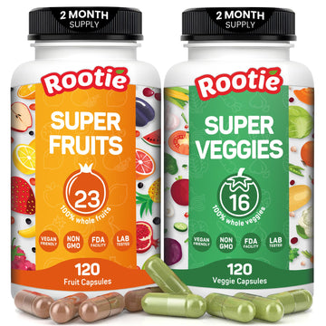 Fruits and Veggies Supplement (60 Day Supply) Powerfull Blend of 39 Whole Fruits and Veggies, Fills Nutritional Gaps, Get Energy, Well-being. USA Made Non-GMO/Vegan/Gluten Free. Packaging May Vary ROOTIE uk supplements