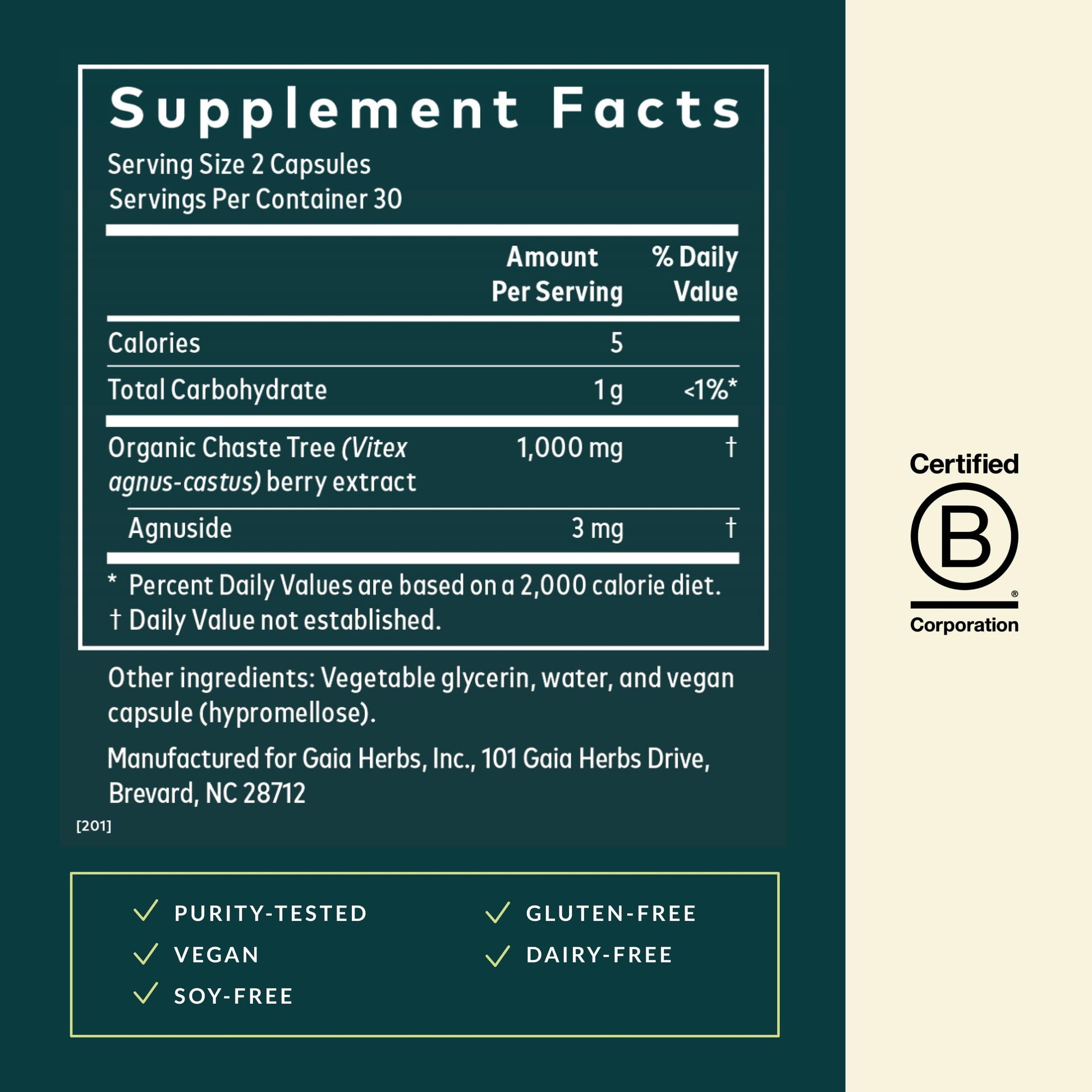 Gaia Herbs Vitex Berry - Vitex Traditionally Used to Support Hormone Balance for Women & a Healthy Menstrual Cycle* - 60 Vegan Liquid Phyto-Caps (30 Servings) Gaia Herbs uk supplements