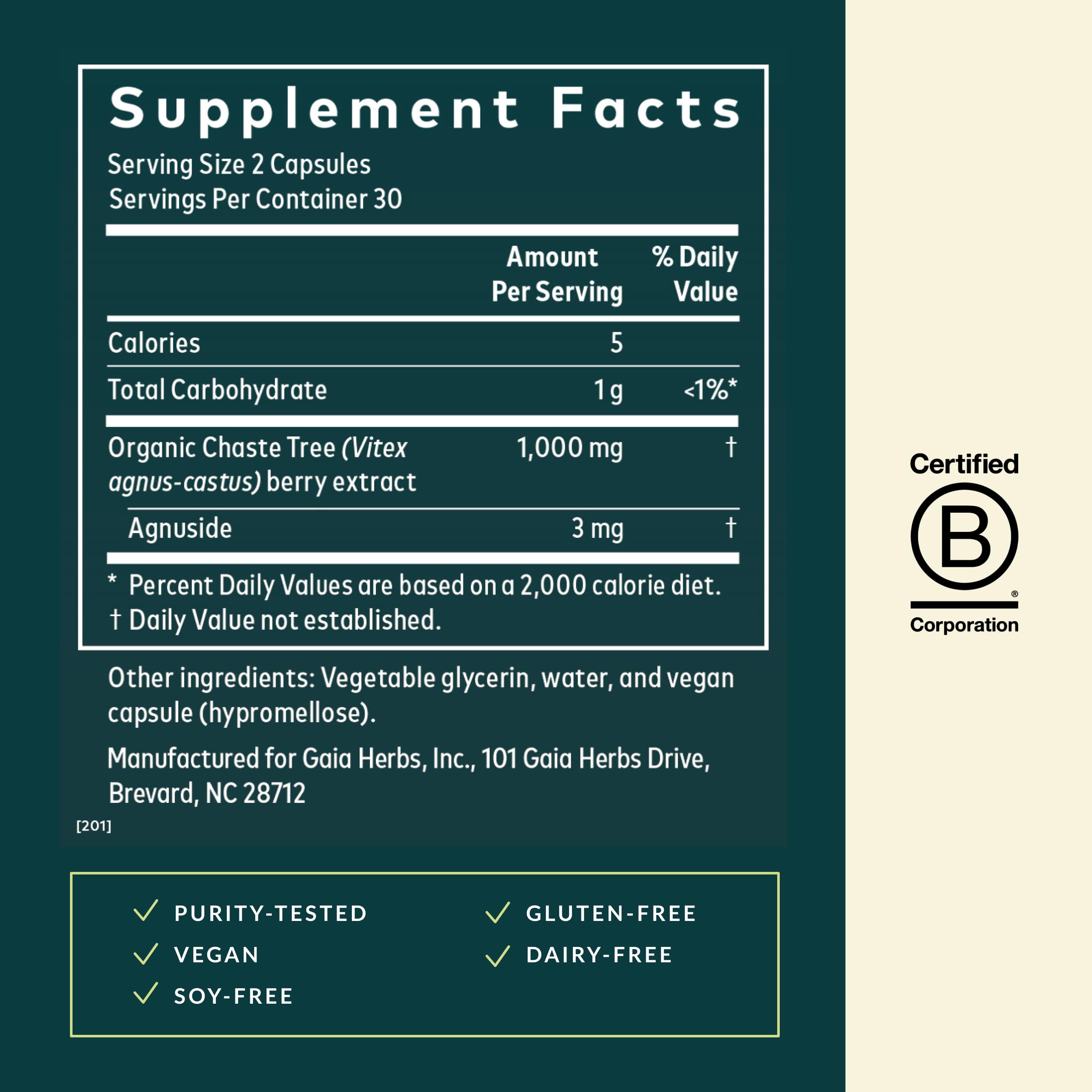 Gaia Herbs Vitex Berry - Vitex Traditionally Used to Support Hormone Balance for Women & a Healthy Menstrual Cycle* - 60 Vegan Liquid Phyto-Caps (30 Servings) Gaia Herbs uk supplements