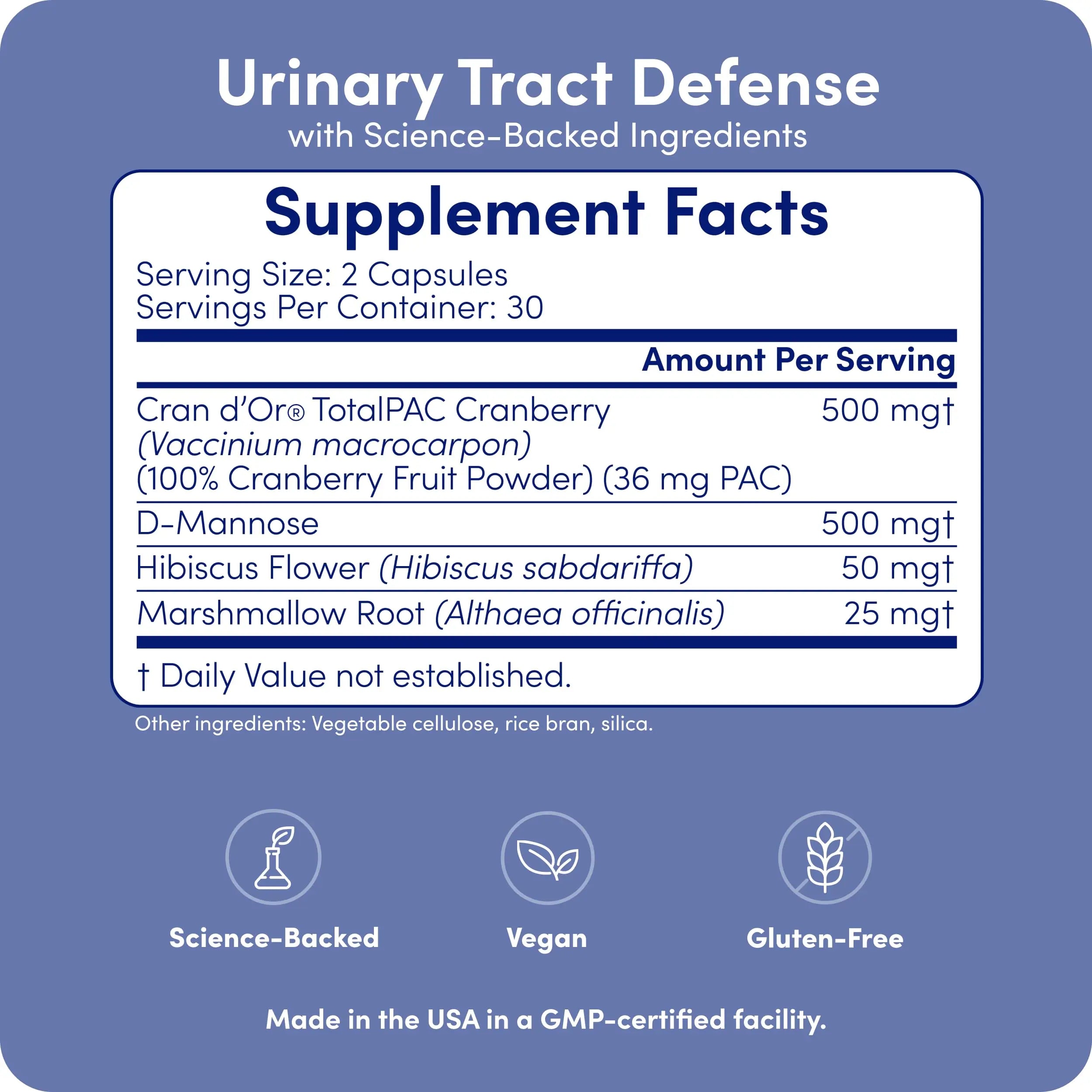 UT-Fem Protection - Urinary Tract Defense for Women, 3-in-1 Daily Defense Formula to Protect Urinary Tract Health, D-Mannose, Cranberry + Hibiscus, Natural Supplement - 60 Vegan Capsules UT-Fem uk supplements