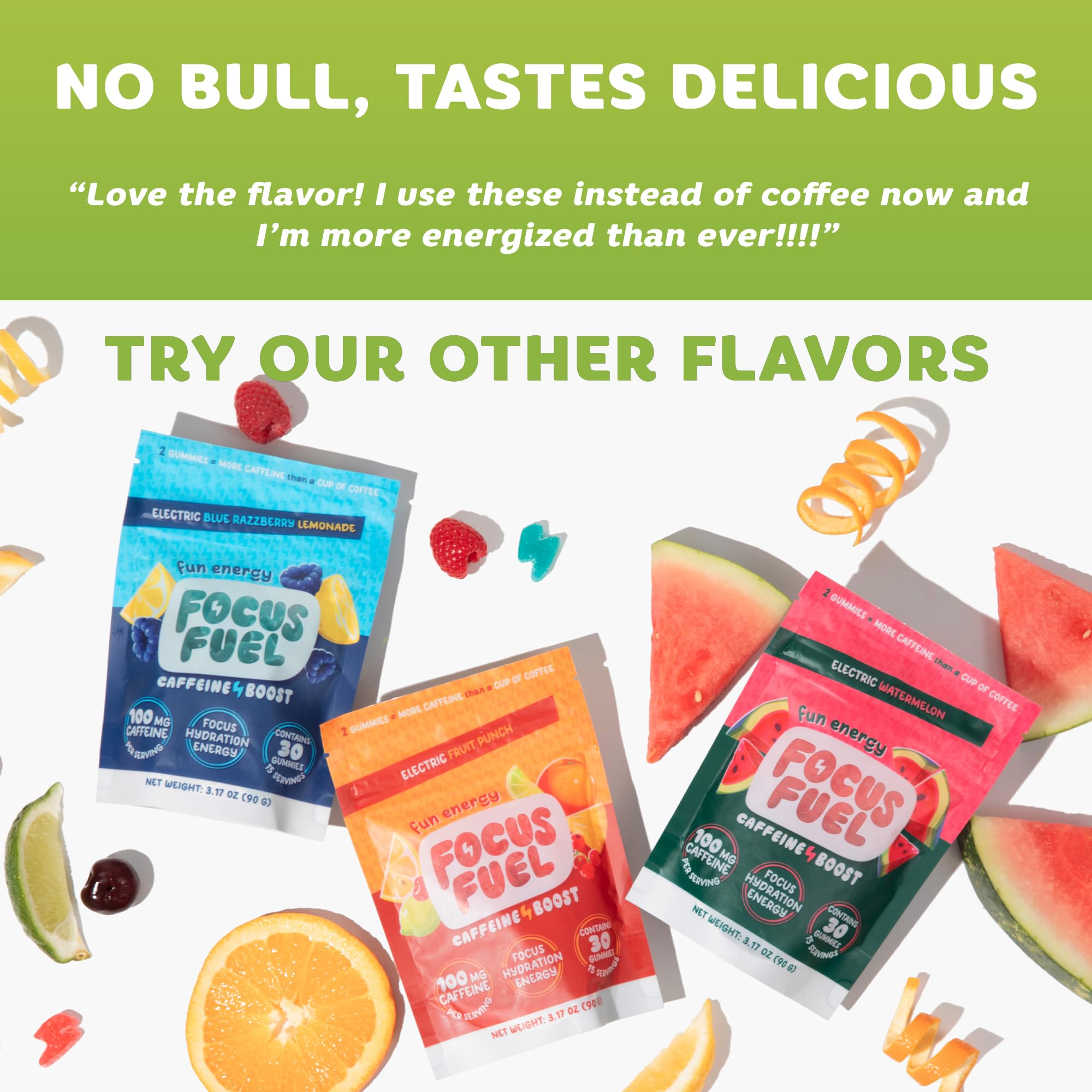 FocusFuel Energy Chews – Green Apple Flavor (15 Servings) – 100mg Caffeine + B12, Magnesium, Alpha GPC – Boost Focus & Energy – No Crash or Jitters FocusFuel uk supplements
