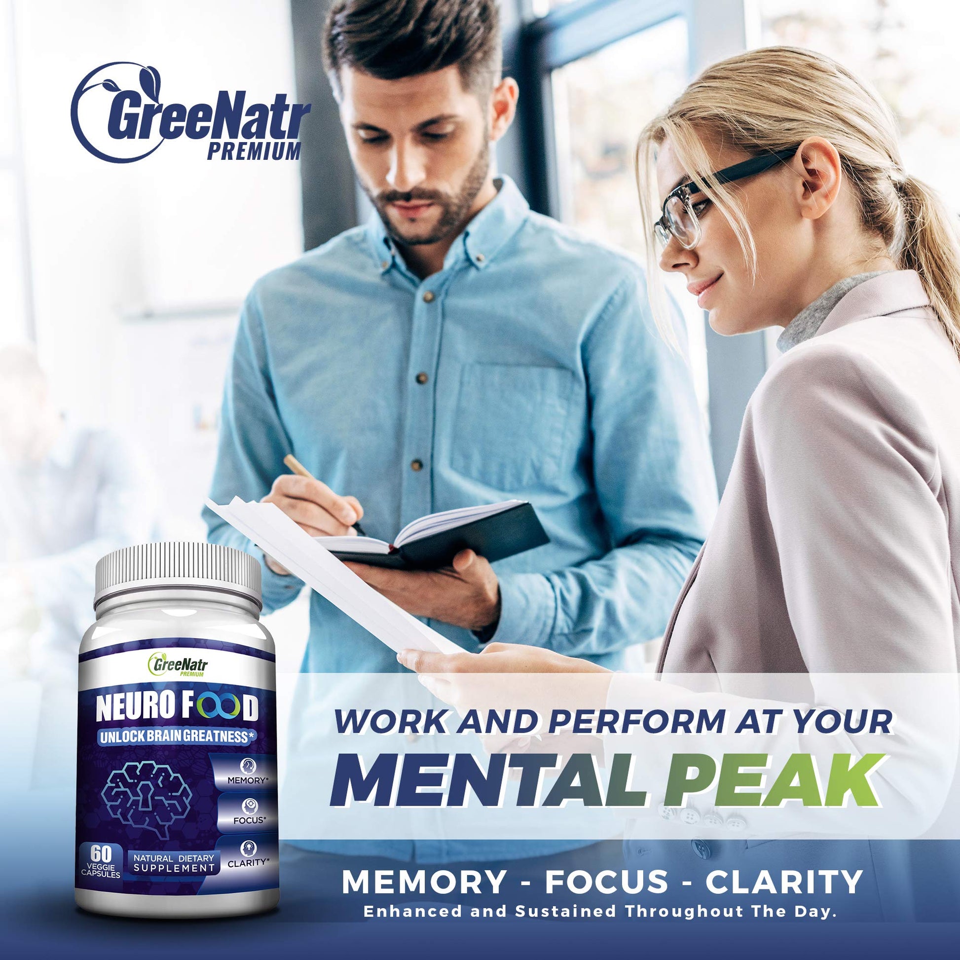 GreeNatr Brain Supplement with B12 Vitamin for Enhanced Memory, Energy, Focus, and Clarity GreeNatr uk supplements