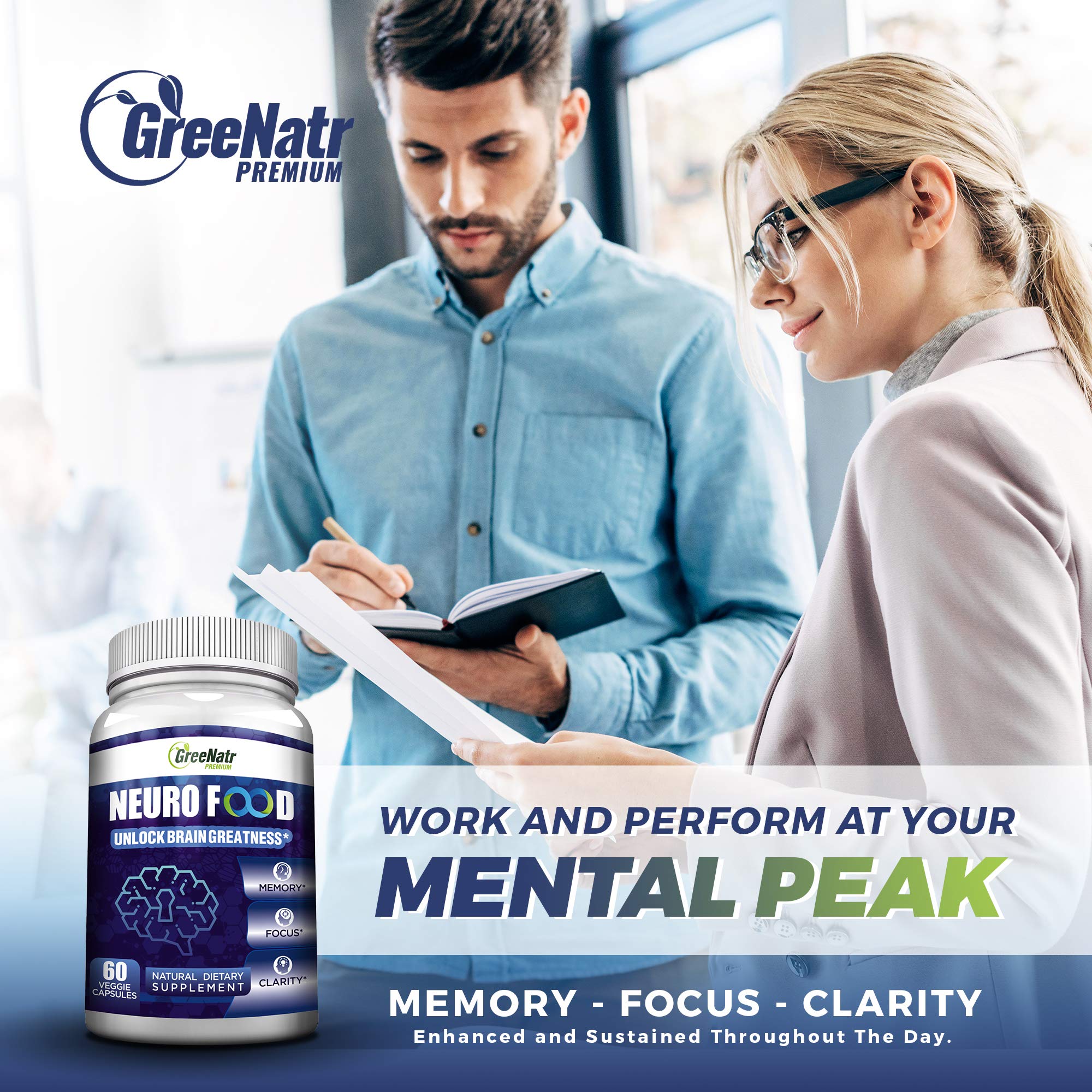 GreeNatr Brain Supplement with B12 Vitamin for Enhanced Memory, Energy, Focus, and Clarity GreeNatr uk supplements