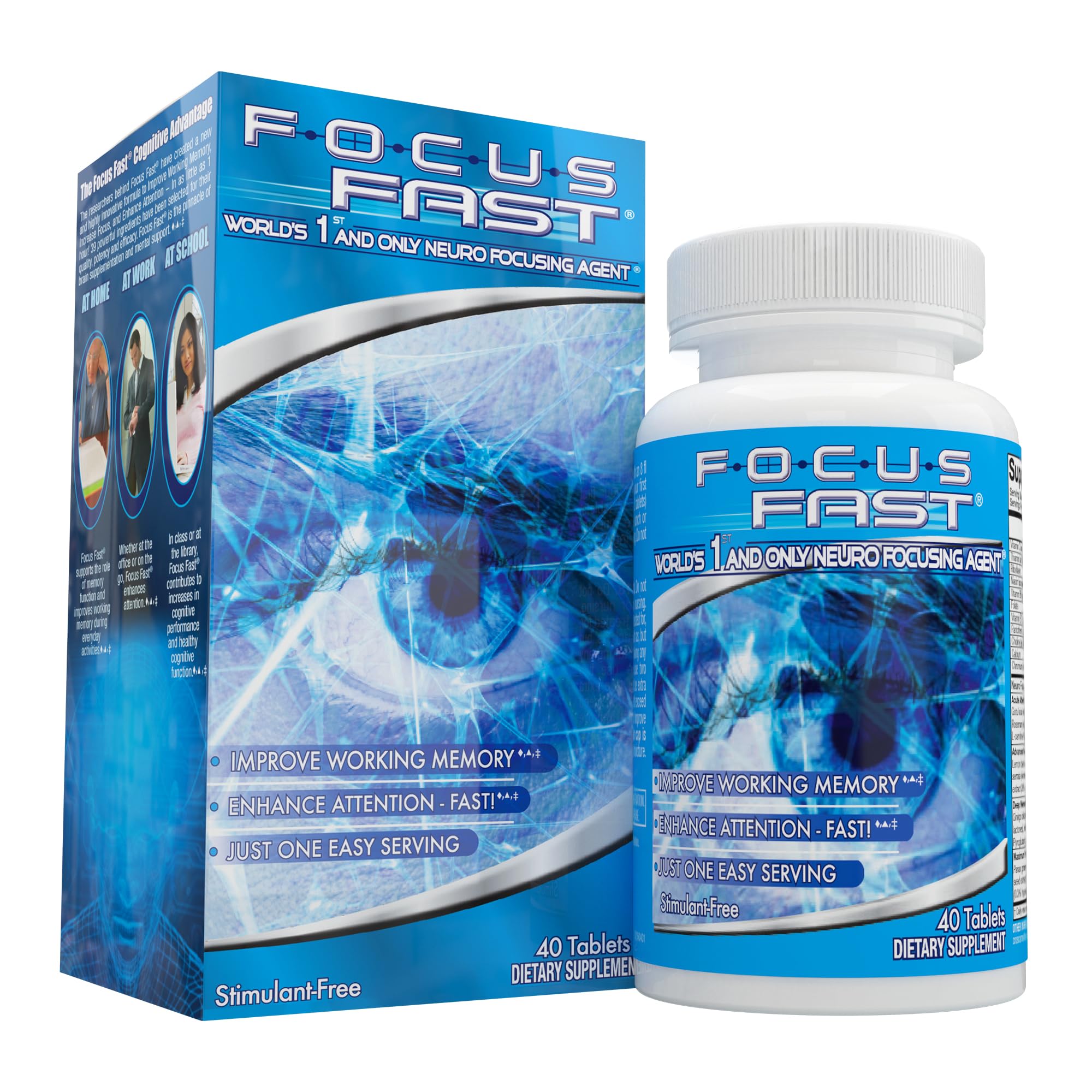 Focus Fast Brain Supplement - Improve Working Memory, Enhance Focus, Boost Cognition in as Little as 1 Hour. Caffeine/Stimulant Free Nootropic Focus Fast uk supplements