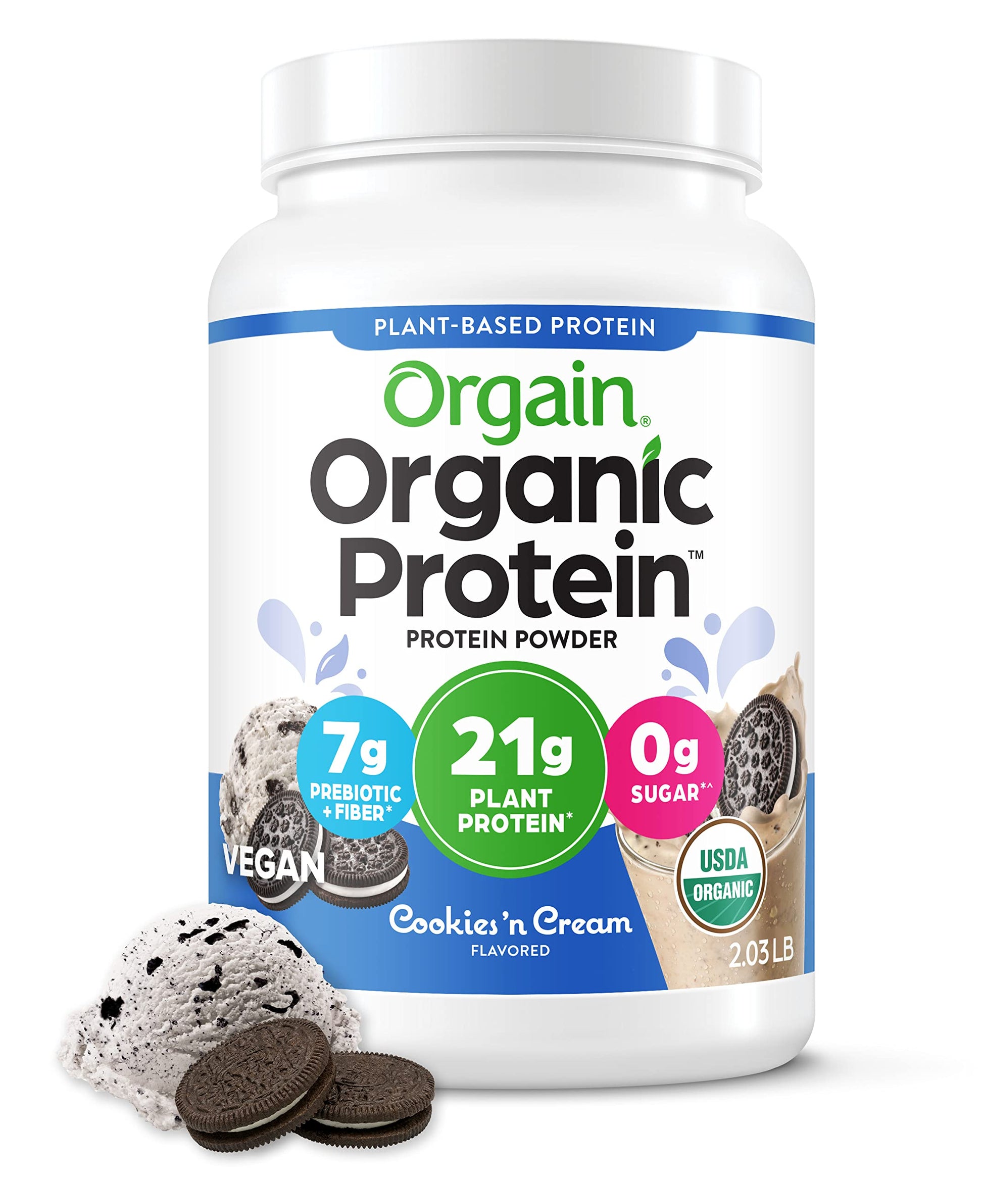 Orgain Organic Vegan Protein Powder, Cookies and Cream - 21g Plant Based Protein Orgain uk supplements