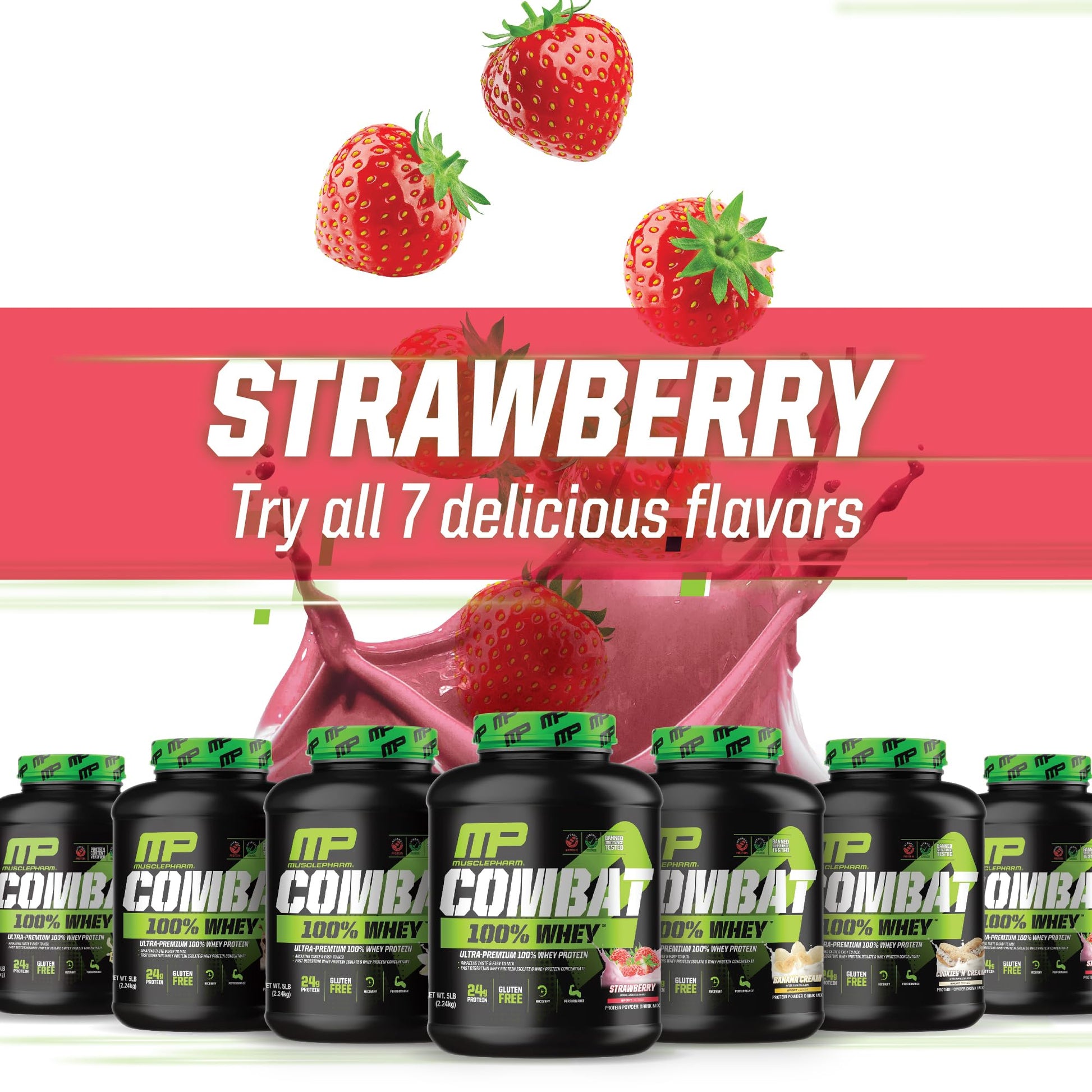 MusclePharm Combat 100% Whey Protein Powder, Strawberry Cream Flavor Muscle Pharm uk supplements
