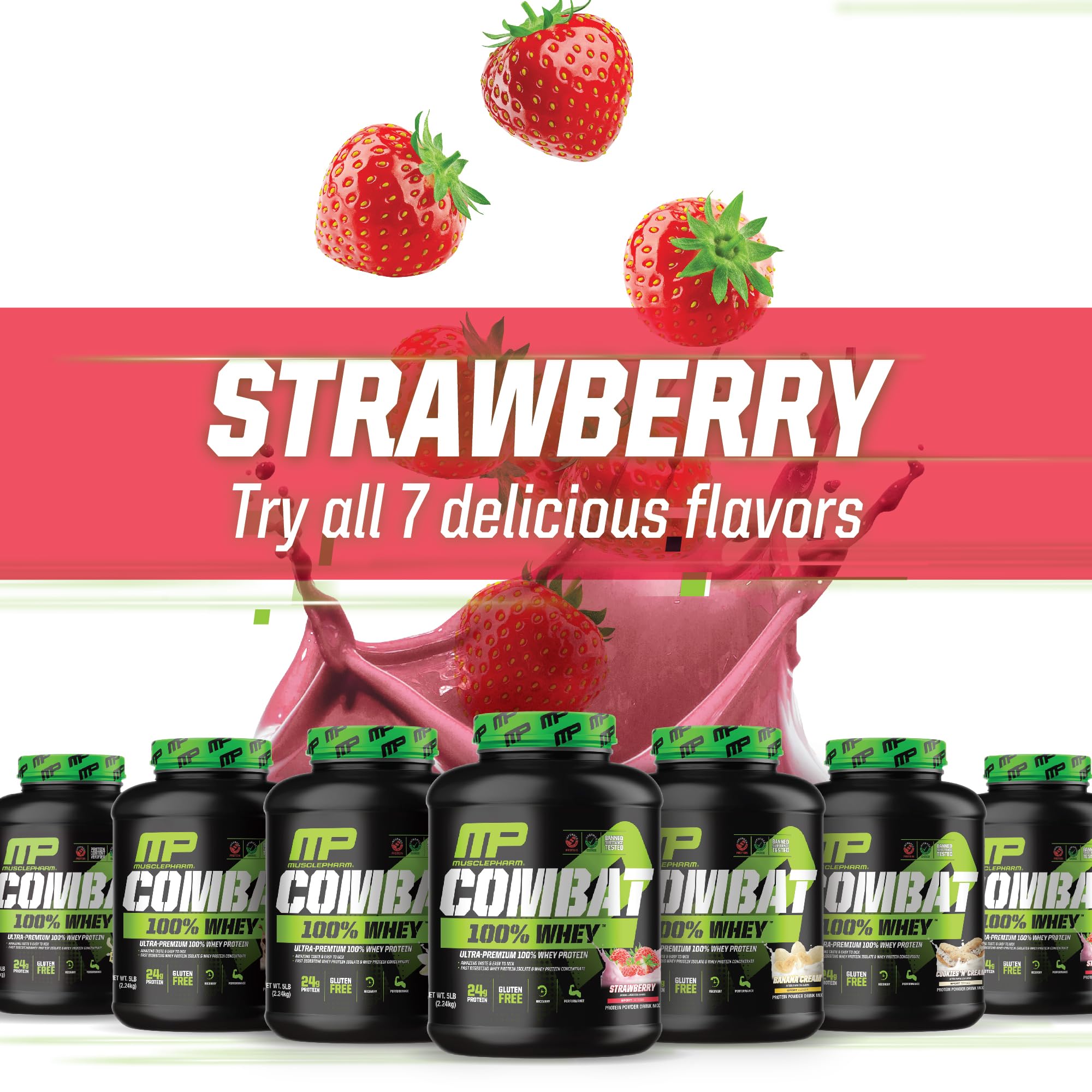 MusclePharm Combat 100% Whey Protein Powder, Strawberry Cream Flavor Muscle Pharm uk supplements