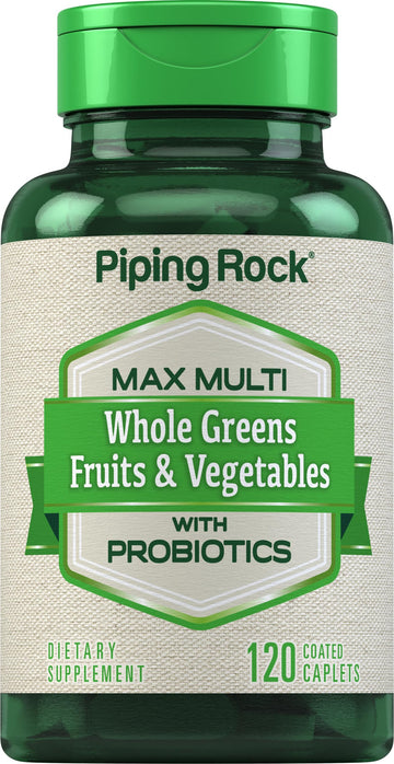 Piping Rock Fruits and Veggies Supplement | 120 Caplets | Fruit and Vegetable Blend with Probiotics | Max Multi Vitamin | Non-GMO, Gluten Free Piping Rock uk supplements