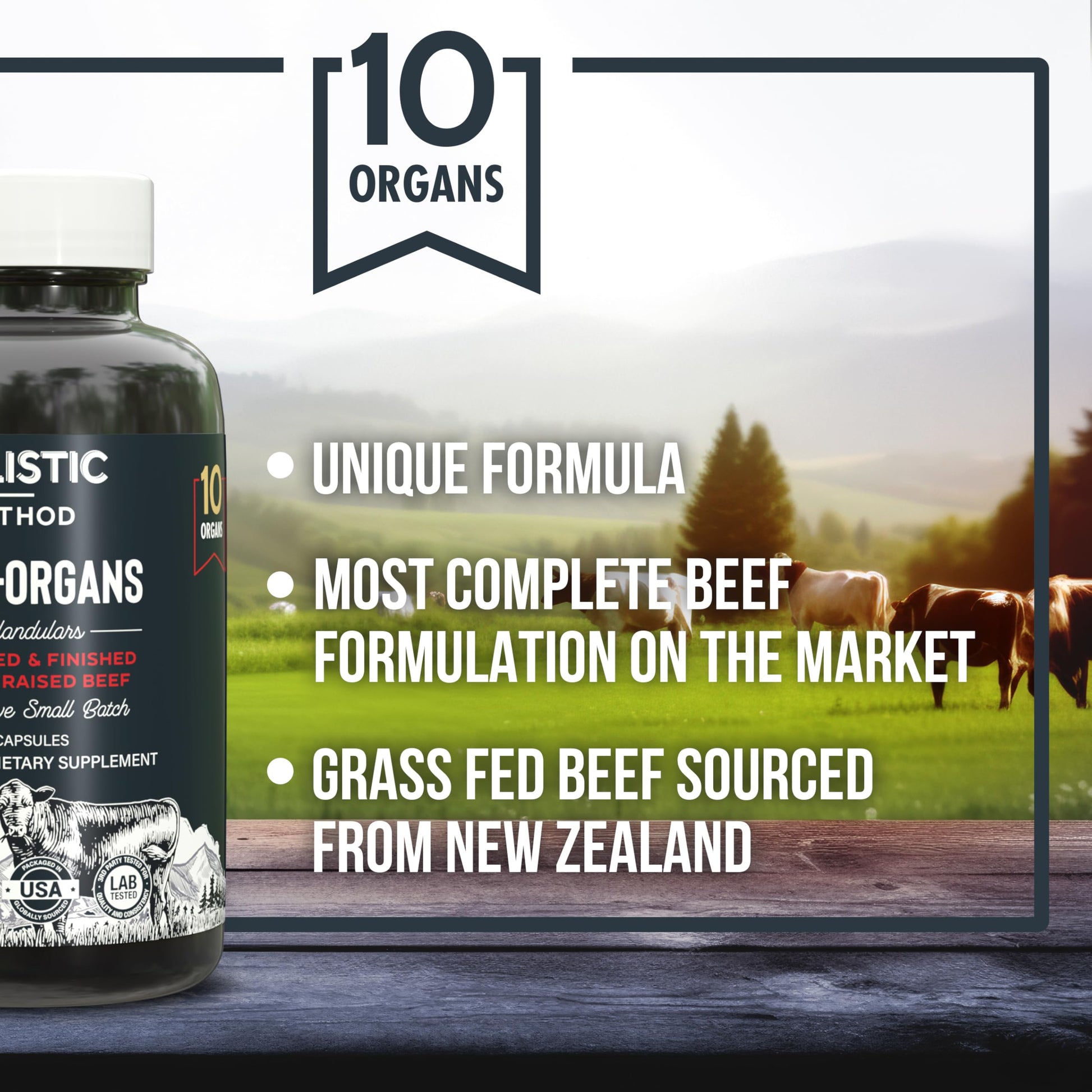 Beef Organ Supplement Complex - 10 Carnivore Grass Fed Proprietary Blend of Liver, Marrow, Brain, Thymus, Spleen, Kidney, Colostrum, Heart, Pancreas, Gallbladder - 180 Caps Carnivore Method uk supplements