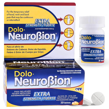 Dolo Neurobion 30 Tablets - Pain Reliever, Fever Reducer, Extra Strength, Fuerte, Alivia el Dolor, Reduce la Fiebre Neurobion uk supplements