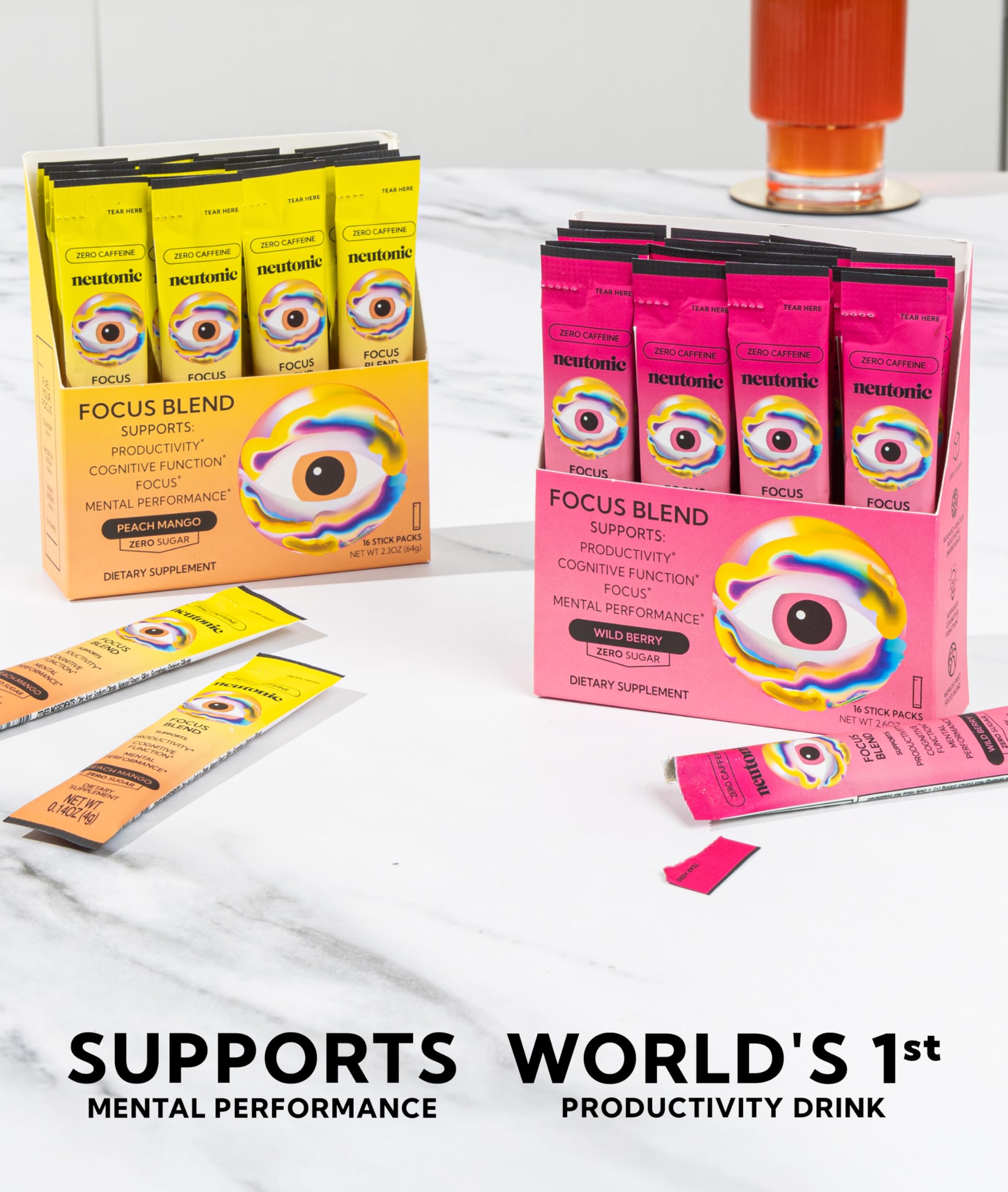 Neutonic Nootropic Focus Blend Powder | Peach Mango & Wild Berry 32 Sticks | Caffeine Free, Zero Sugar | Support Memory, Mental Clarity, Cognitive Function | Boost Focus, Energy, Brain Health Neutonic uk supplements