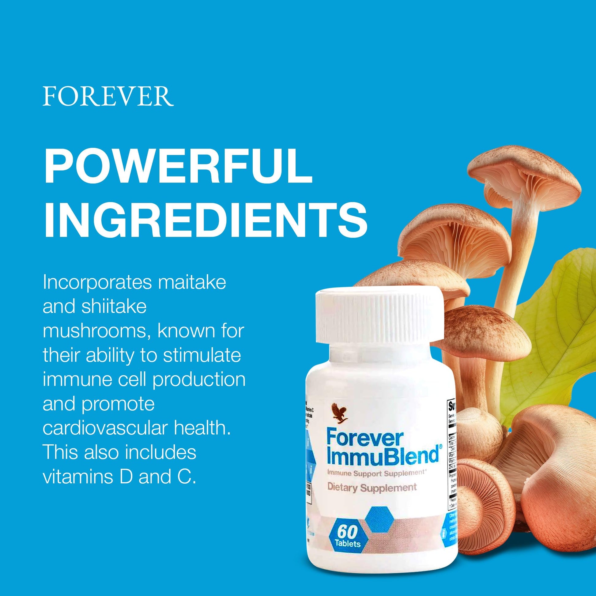 Forever Living - Forever ImmuBlend® Immune Support Supplement – Includes Botanicals, Vitamins D & C, Maitake & Shiitake Mushrooms – 60 Tablets Forever Living Products uk supplements