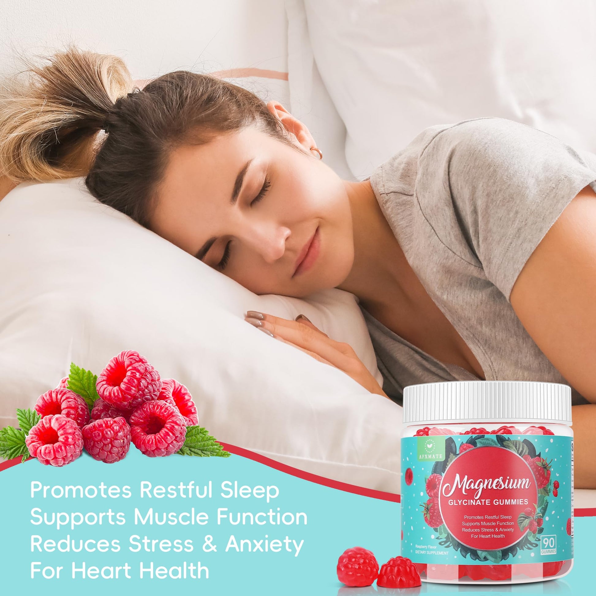 90 Count Magnesium Glycinate Gummies 400 mg - Sugar Free Magnesium Supplement for Adults with Glycinate & Malate, L-Theanine, Ashwagandha, Zinc, Vitamin B6 & D3, Supports Relaxation & Sleep AFXMATE uk supplements