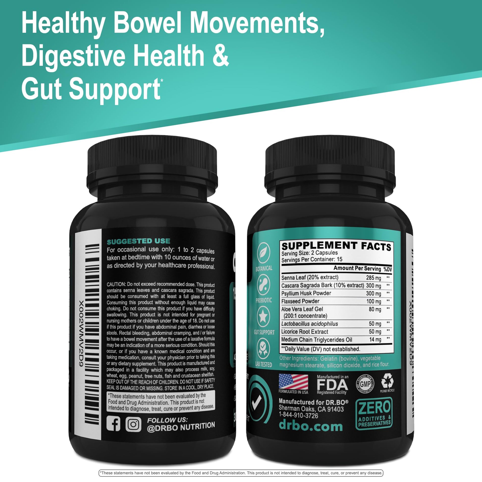 Colon Cleanser Detox for Weight Flush - 15 Day Intestinal Cleanse Pills & Probiotic - Fast Natural Laxative for Constipation Relief - Bowel Movement Supplements for Stomach Bloating, Gut Loss Support DR. BO uk supplements