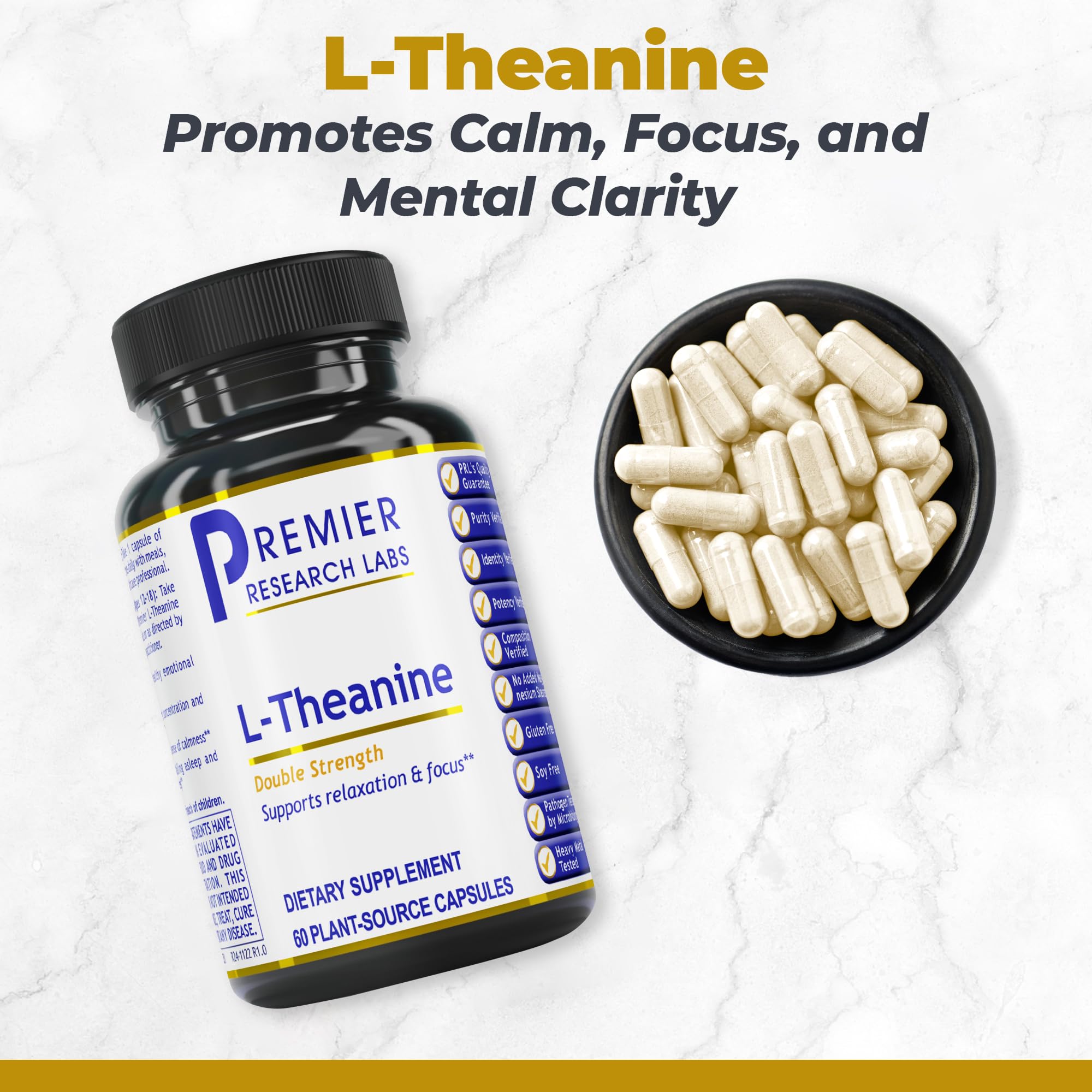 Premier Research Labs L-Theanine Double Strength - Pure L Theanine Supplement 200mg, Focus & Energy Support for Men & Women, Amino Acid for Relaxation, Support for Adults & Kids - 60 Vegan Capsules Premier Research Labs uk supplements