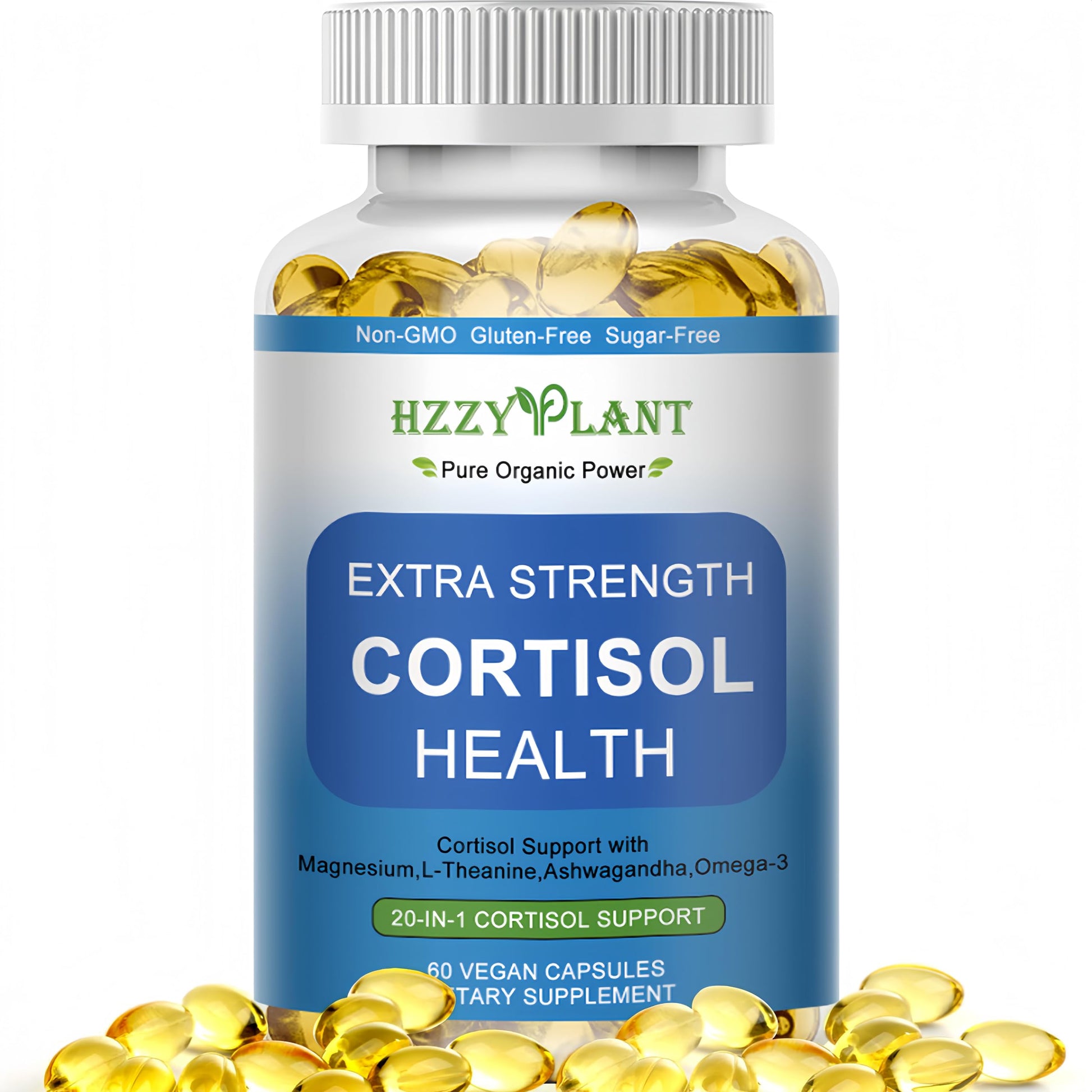 Cortisol Supplements for Women and Men Softgels with Phosphatidylserine Magnesium Ashwagandha L-Theanine,High Absorption Cortisol Detox Capsules for Sleep Relaxation Stress Relief,Non-GMO,60 Servings HZZYPLANT uk supplements