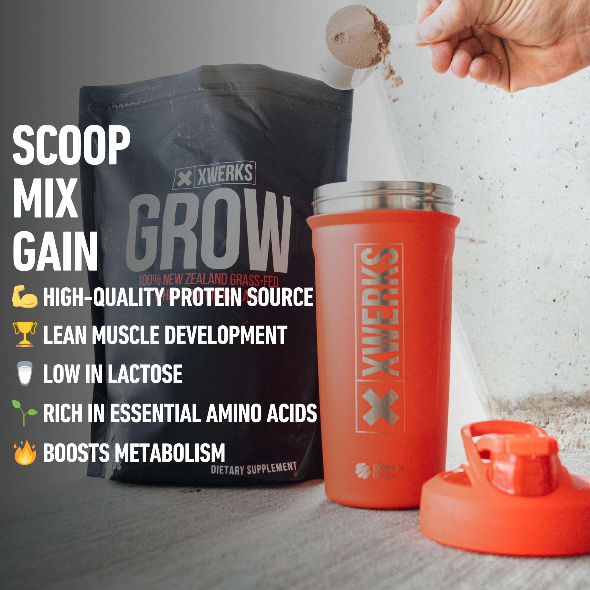 Xwerks Grow 100% New Zealand Grass-Fed Whey Protein - 25g of Pure Isolate Protein Xwerks uk supplements