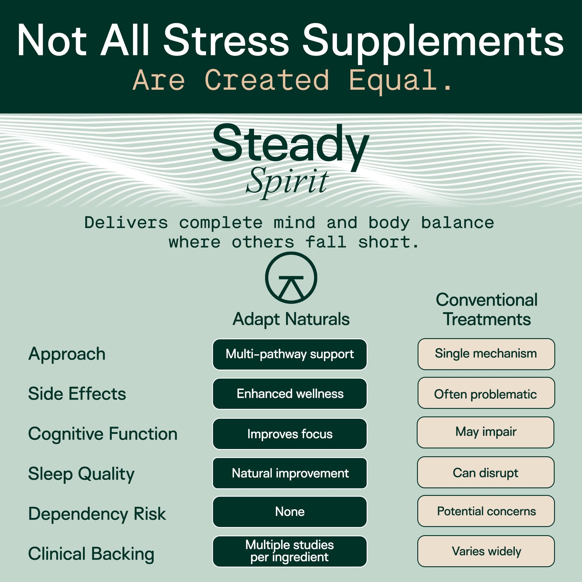 Adapt Naturals Steady Spirit Stress, Anxiety & Mood Support Supplement for Women and Men with Ashwagandha, L-Theanine, Holy Basil, Saffron, and Lemon Balm - Stress Relief Supplement - 30 Day Supply ADAPT NATURALS BY CHRIS KRESSER uk supplements