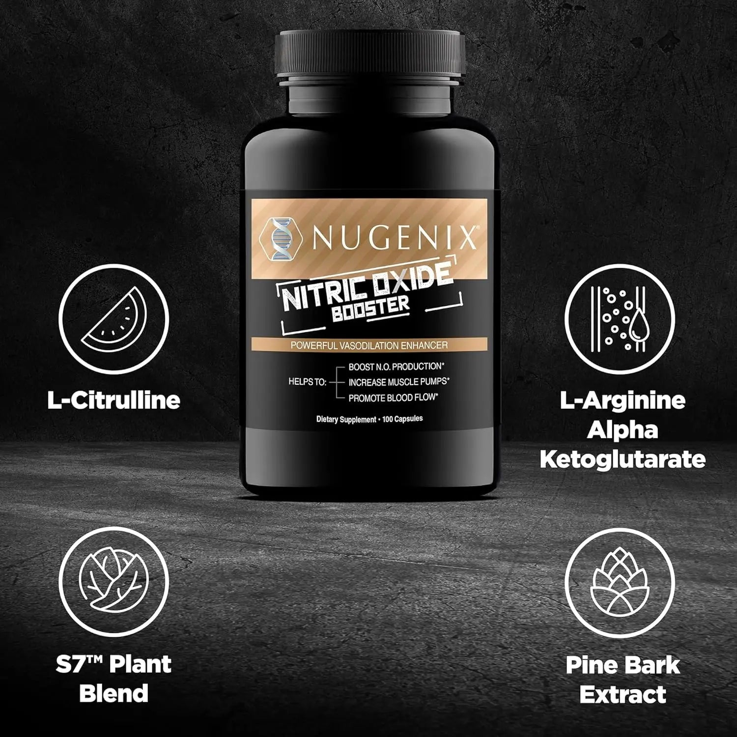 Nugenix Nitric Oxide Booster Supplement - Nitric Oxide Flow, L-Arginine, L-Citrulline, Pine Bark Extract - Vasodilator - 100 Capsules Nugenix uk supplements