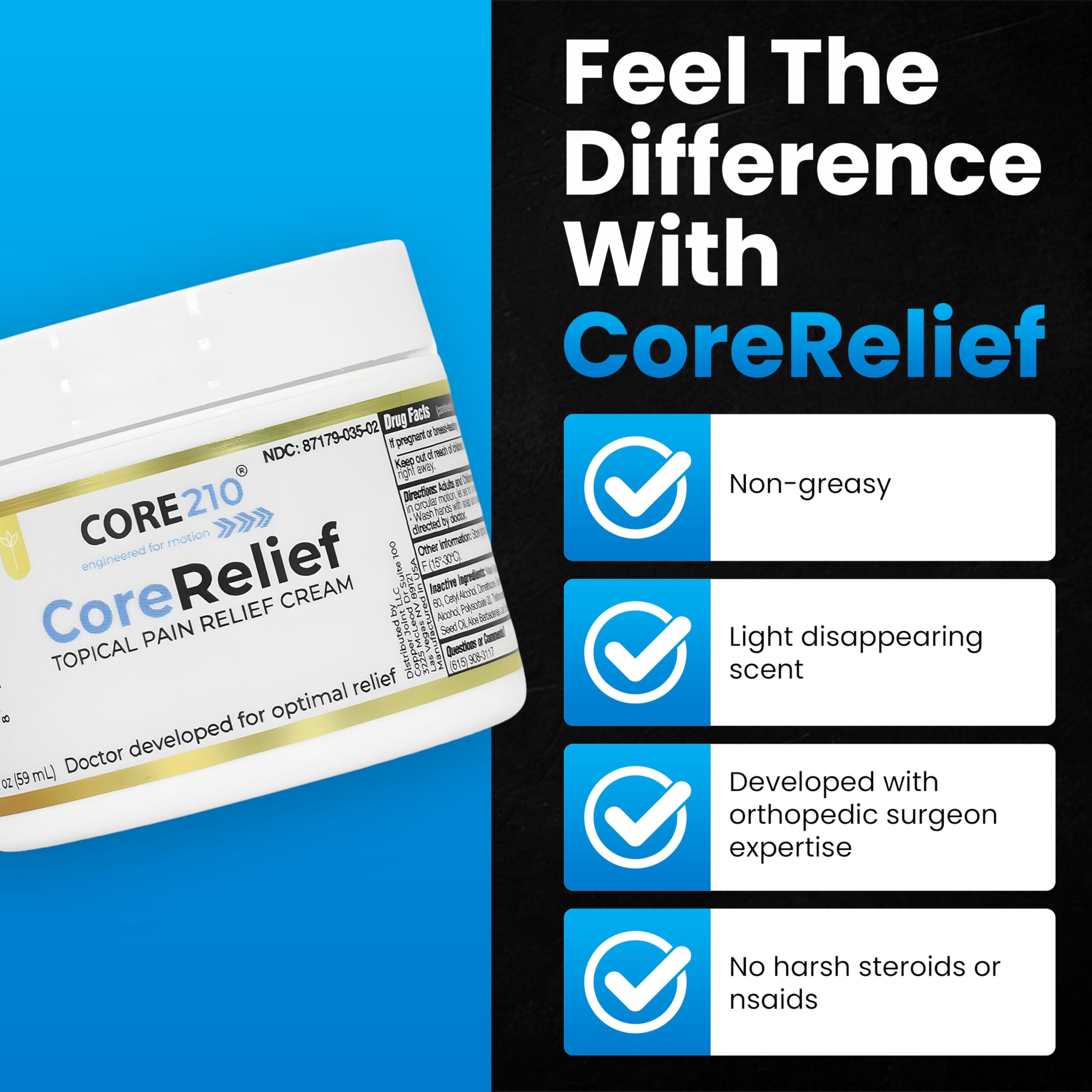 CopperJoint CoreRelief 2oz - Joint Pain Relief Cream for Knee, Neck, Hip, Shoulder & Simple Backache, Arthritis Cream Pain Reliever, Daily Cooling Non-Greasy Menthol Sore Muscle Rub CopperJoint uk supplements