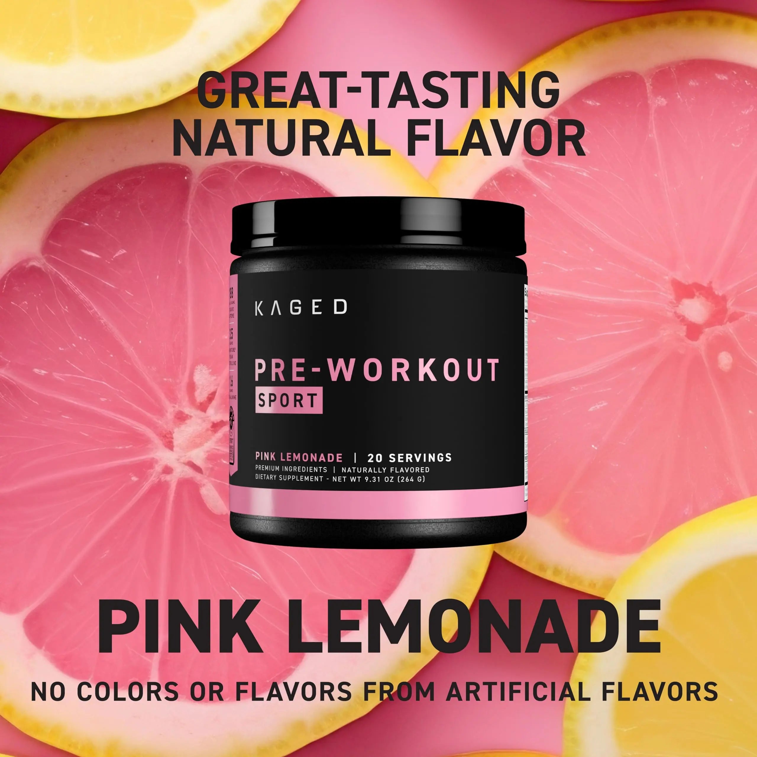 Kaged Sport Pre Workout Powder for Men & Women, Pink Lemonade, Sport Certified, 188mg Caffeine, Nitric Oxide, Beta Alanine, 20 Servings Kaged uk supplements