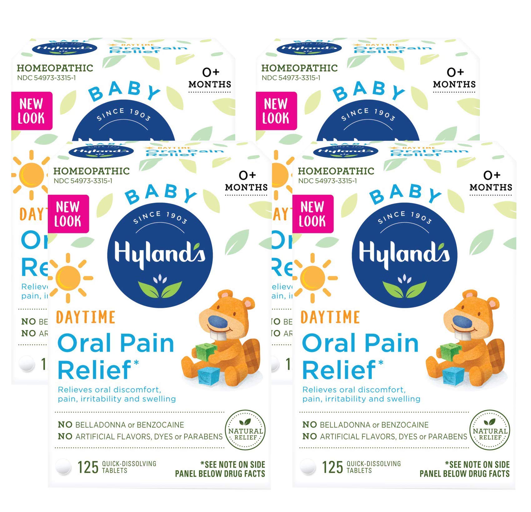 Hyland's Baby Oral Pain Relief Tablets, 125 Count Each (4) Hyland's uk supplements