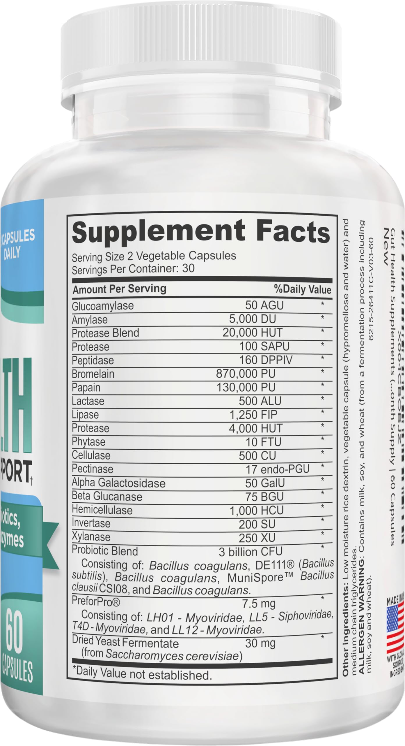 Gut Health Support Supplement (25-in-1) with Prebiotics, Probiotics, Postbiotics & Digestive Enzymes | Gut Supplements | 60 Capsules Elevate Recovery Supplements uk supplements