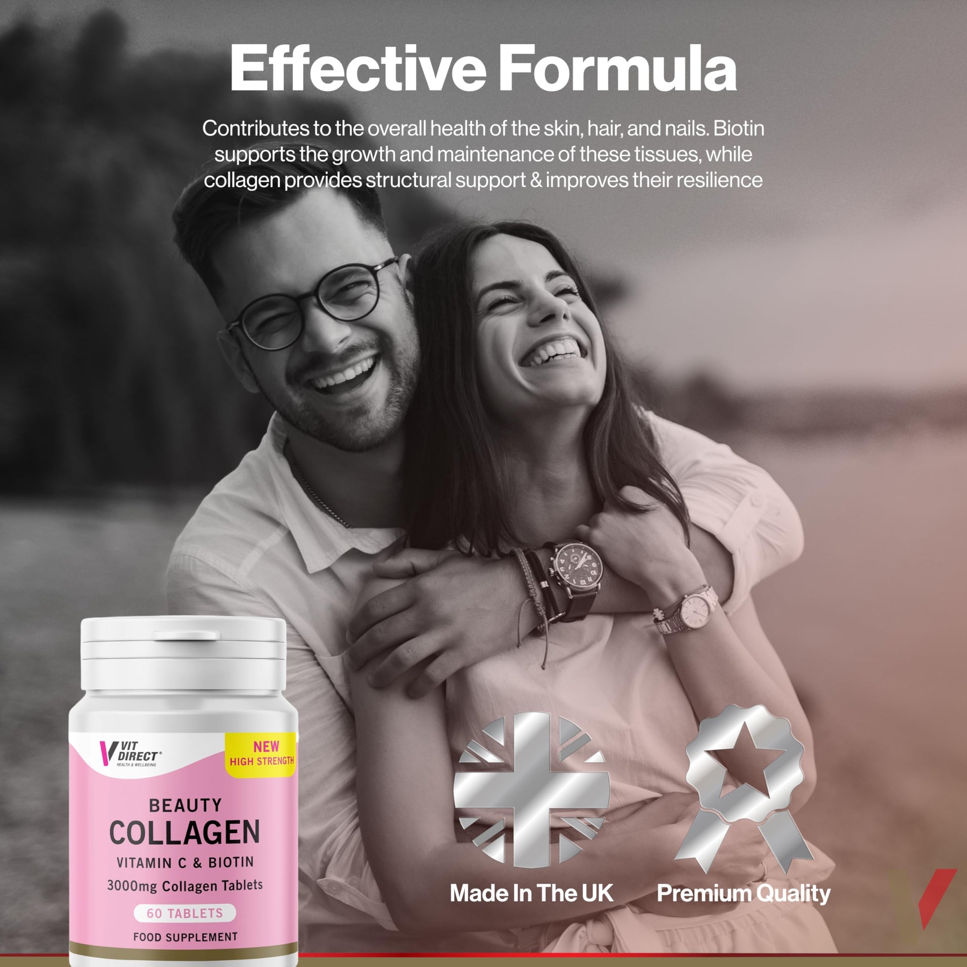 Vit Direct - Beauty Collagen Tablets (Plus Biotin) - 60 Tablets - Two Month Supply Vit Direct uk supplements