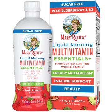 MaryRuth Organics Liquid Morning Multivitamin Essentials+ | Vitamin A C D E B6 B12 Biotin Zinc, Mens Womens Multivitamin, Immune Support, Beauty | Sugar Free | Vitamins for Ages 1+ | Vegan | 32 Fl Oz MARYRUTH'S uk supplements