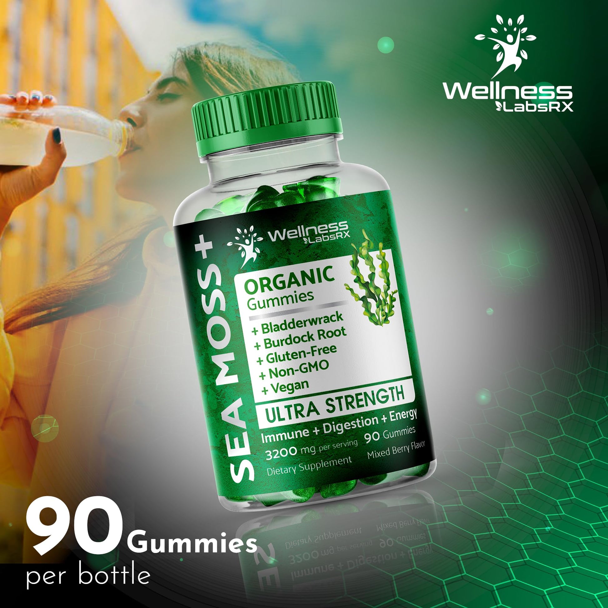 WELLNESS LABSRX Sea Moss Gummies, 3200mg Organic Seamoss, Irish Sea Moss WELLNESS LABSRX uk supplements
