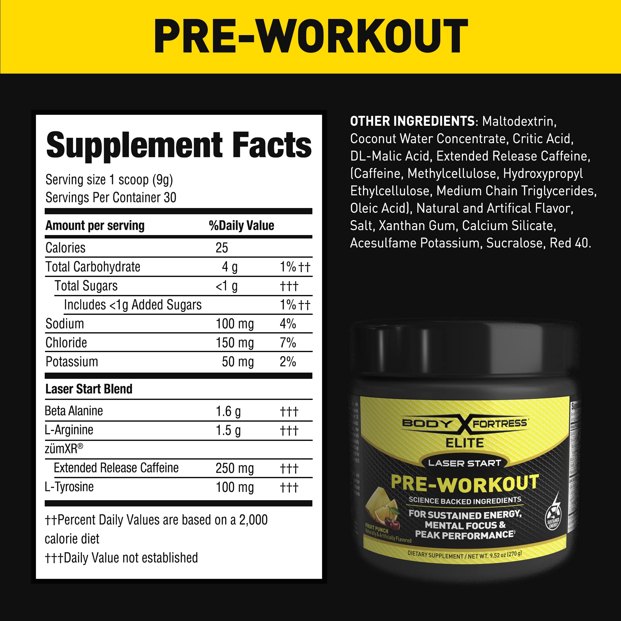 Body Fortress Elite Laser Start Pre-Workout Powder,ZümXR Caffeine for Sustained Energy Body Fortress uk supplements
