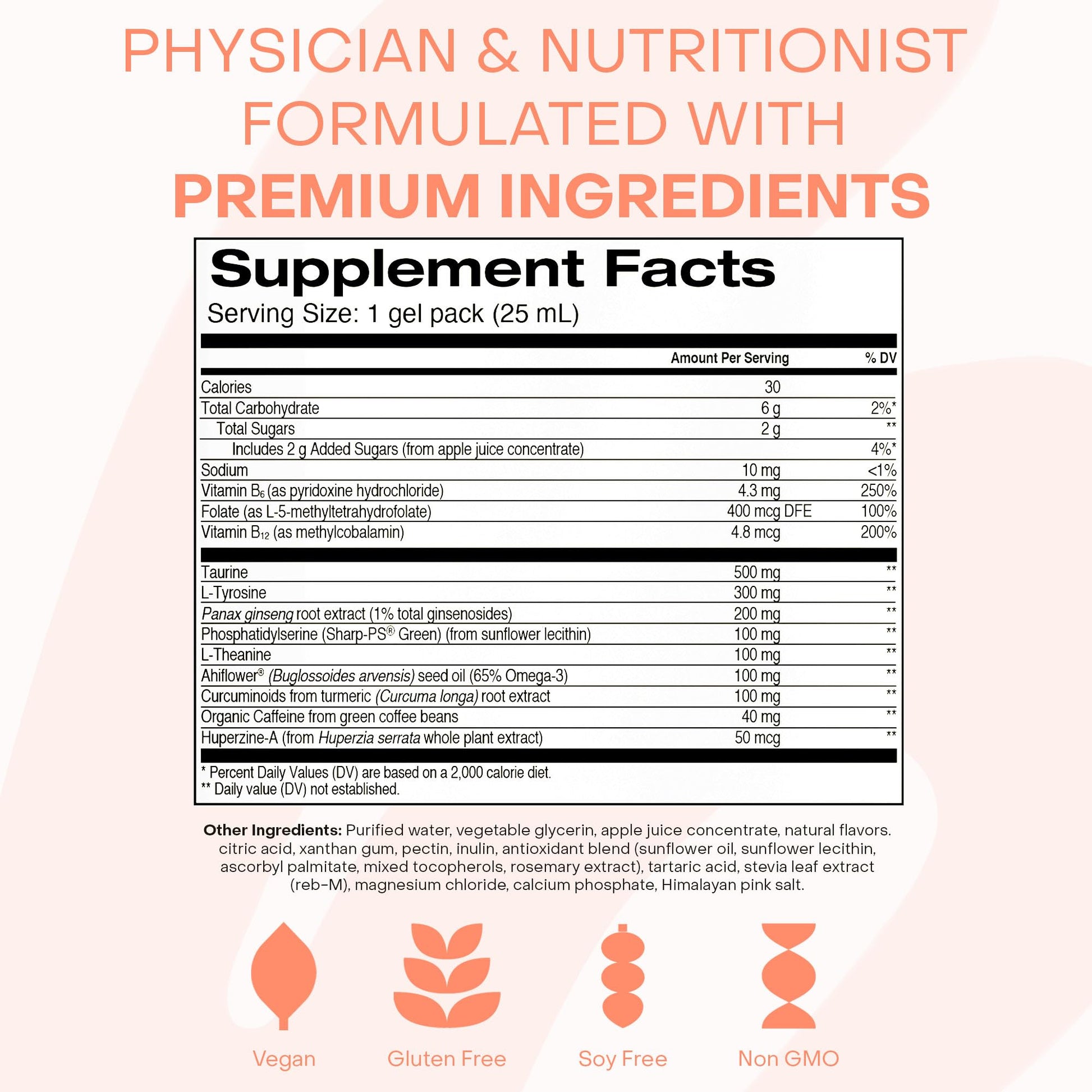 Healthycell Focus & Recall, Daily Liquid Brain Supplement for Focus & Memory - Nootropics Supplement for Concentration & Alertness with L-Theanine, Omega-3 & Taurine - 14 Gel Packs Healthycell uk supplements