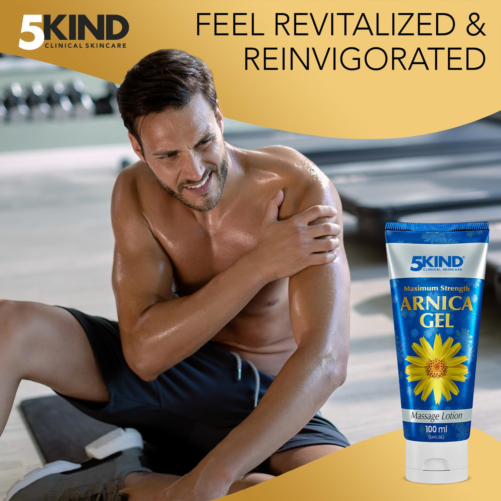 5kind Maximum Strength Arnica Bruise Gel 3.4 Fl Oz - Arnica Gel for Bruising and Swelling - Arnica Montana Gel with High Concentration Extract - Non-Greasy Formula 5kind clinical skincare uk supplements